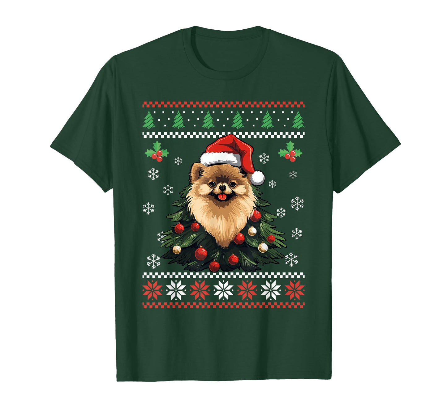 Pomeranian Dog Ugly Christmas Sweater Xmas For Adults Kids T-Shirt