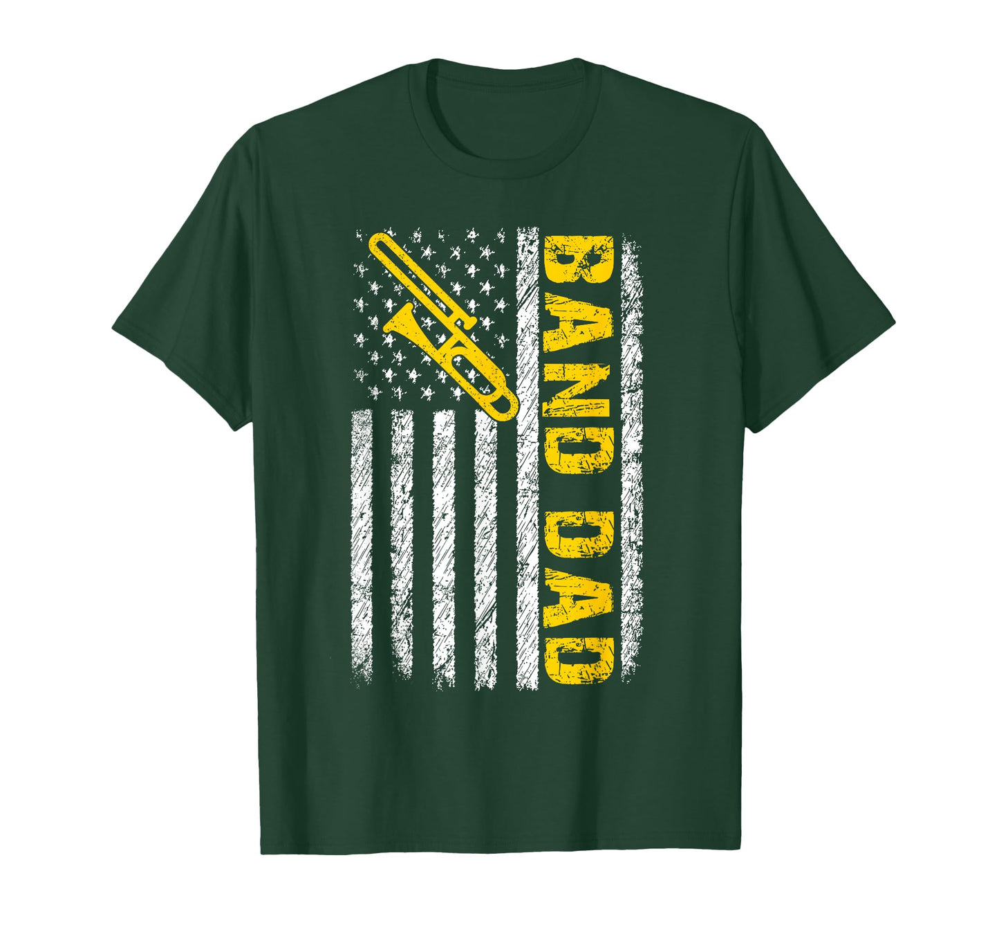 Band Dad Trombone Distressed American Flag Fathers Day T-Shirt