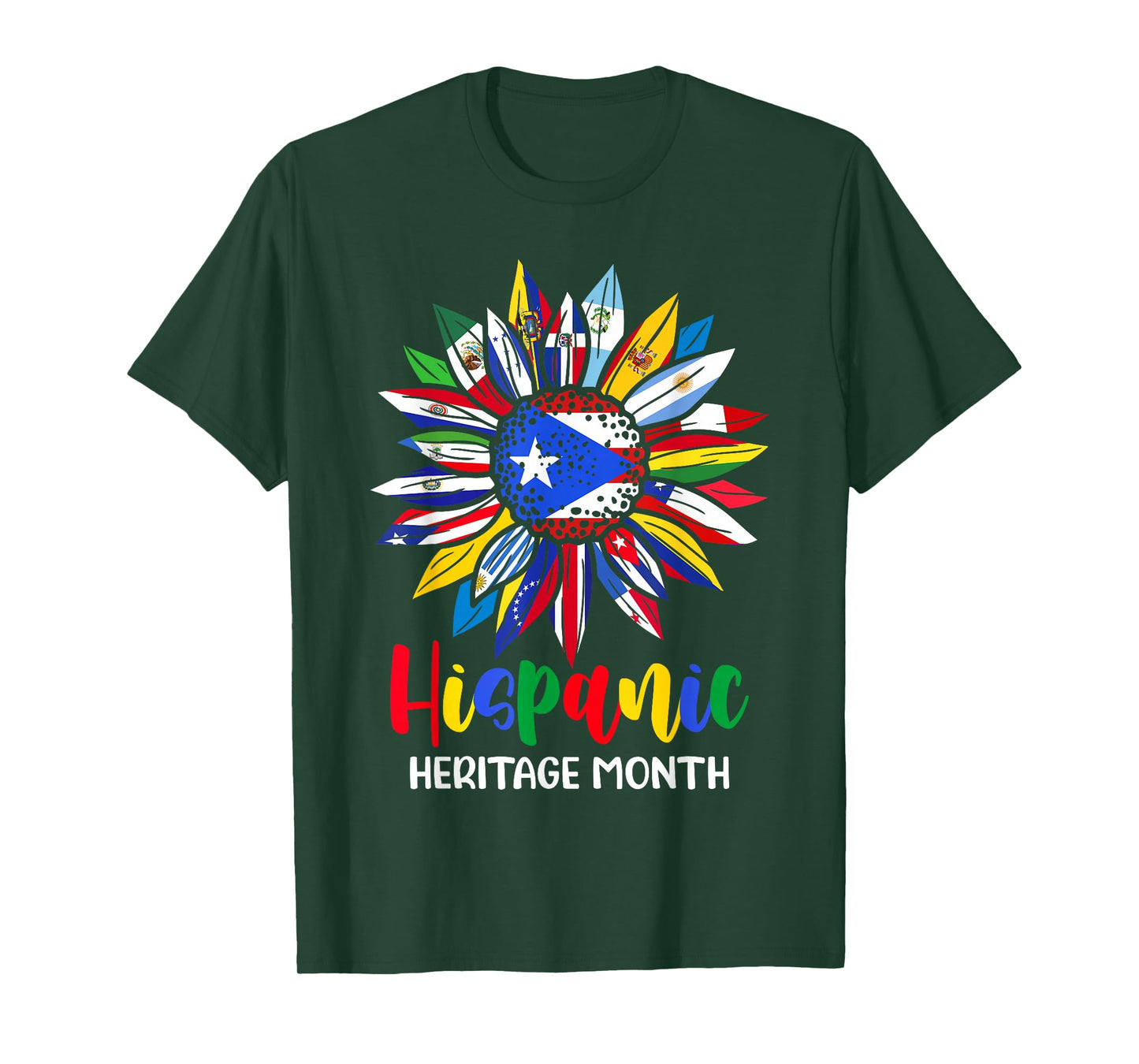 Hispanic Heritage Month Puerto Rico Flag Sunflower Latino T-Shirt