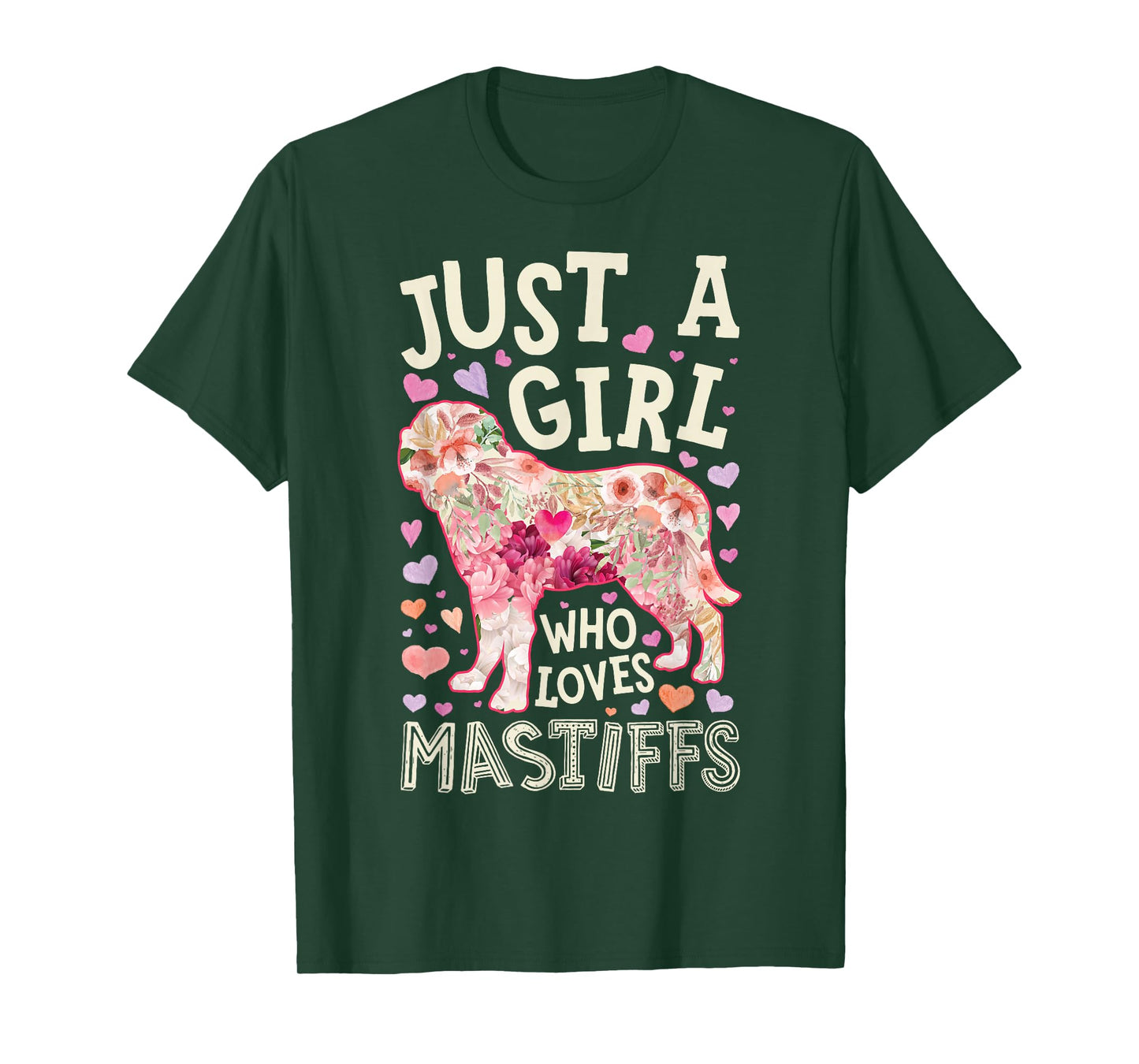English Mastiff Just A Girl Who Loves Mastiffs Dog Flower T-Shirt