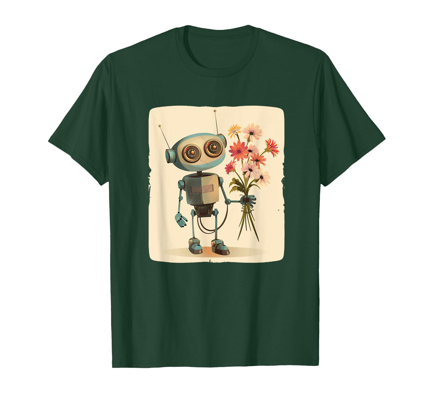 Amazing Robot with Bouquet for a Funny and Charming Look T-Shirt