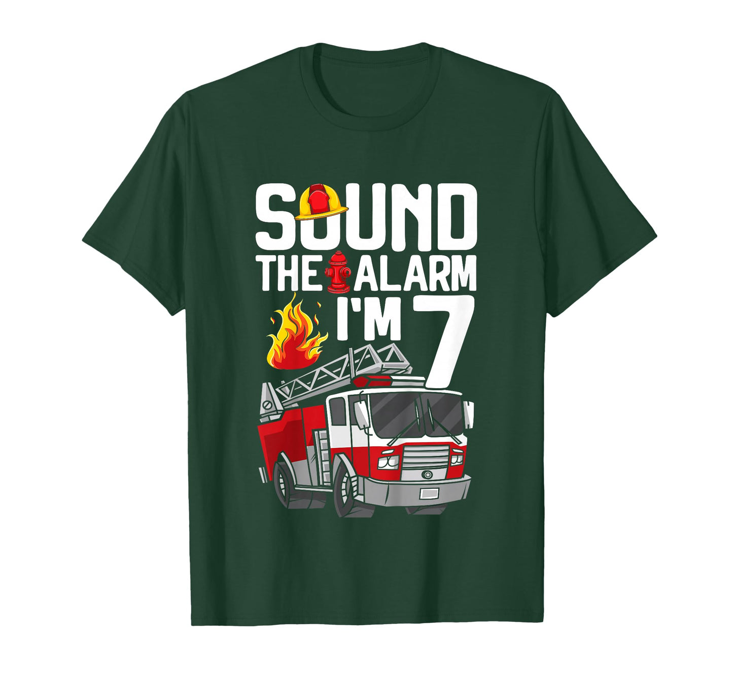 7 Years Old Firefighter 7th Birthday Boy Fire Truck Toddler T-Shirt