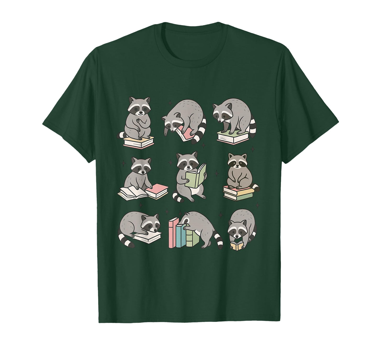 Raccoon Reading Books Matching Bookworm Readers Librarian T-Shirt