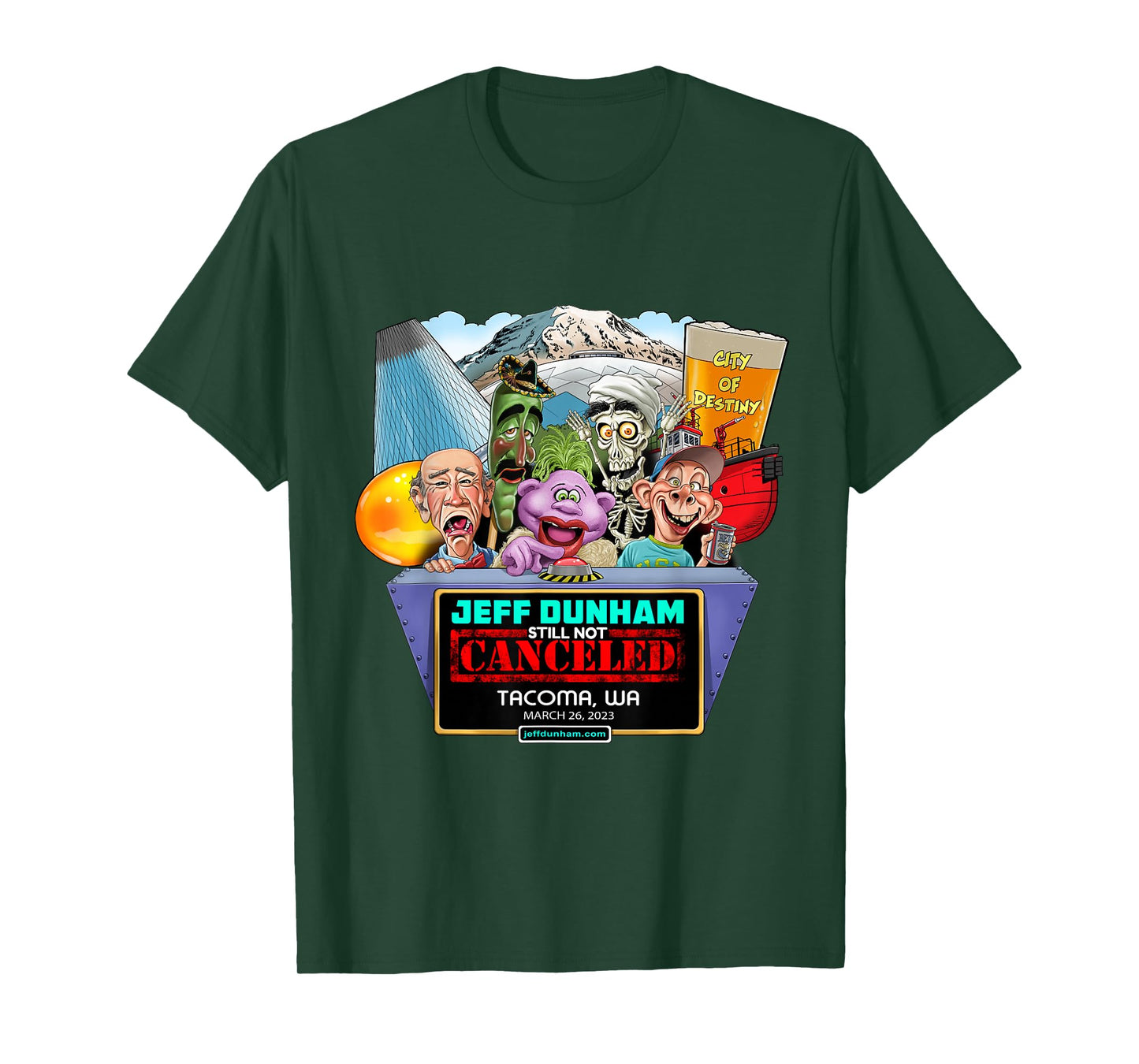 Jeff Dunham Tacoma 2023 Black T-Shirt - Classic Fit, Cotton, Short Sleeve