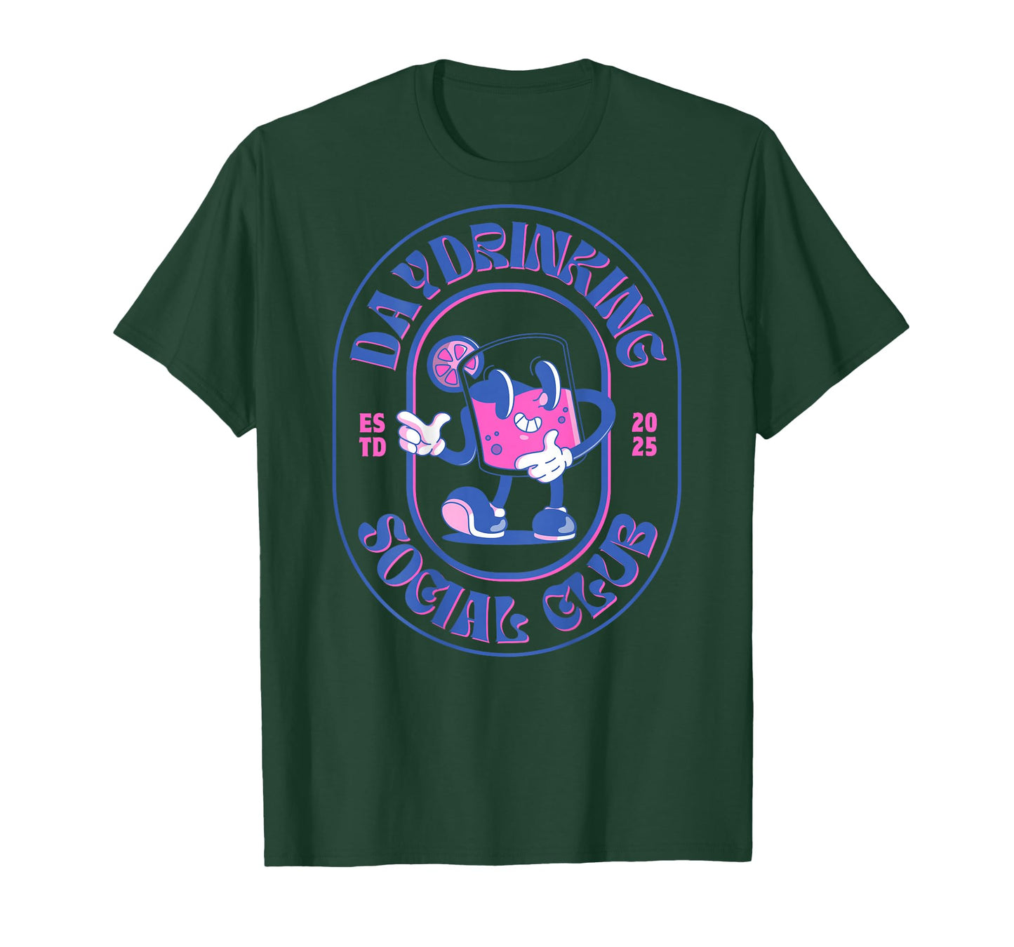 Daydrinking Social Club Retro Day Drinking Malle Backprint T-Shirt