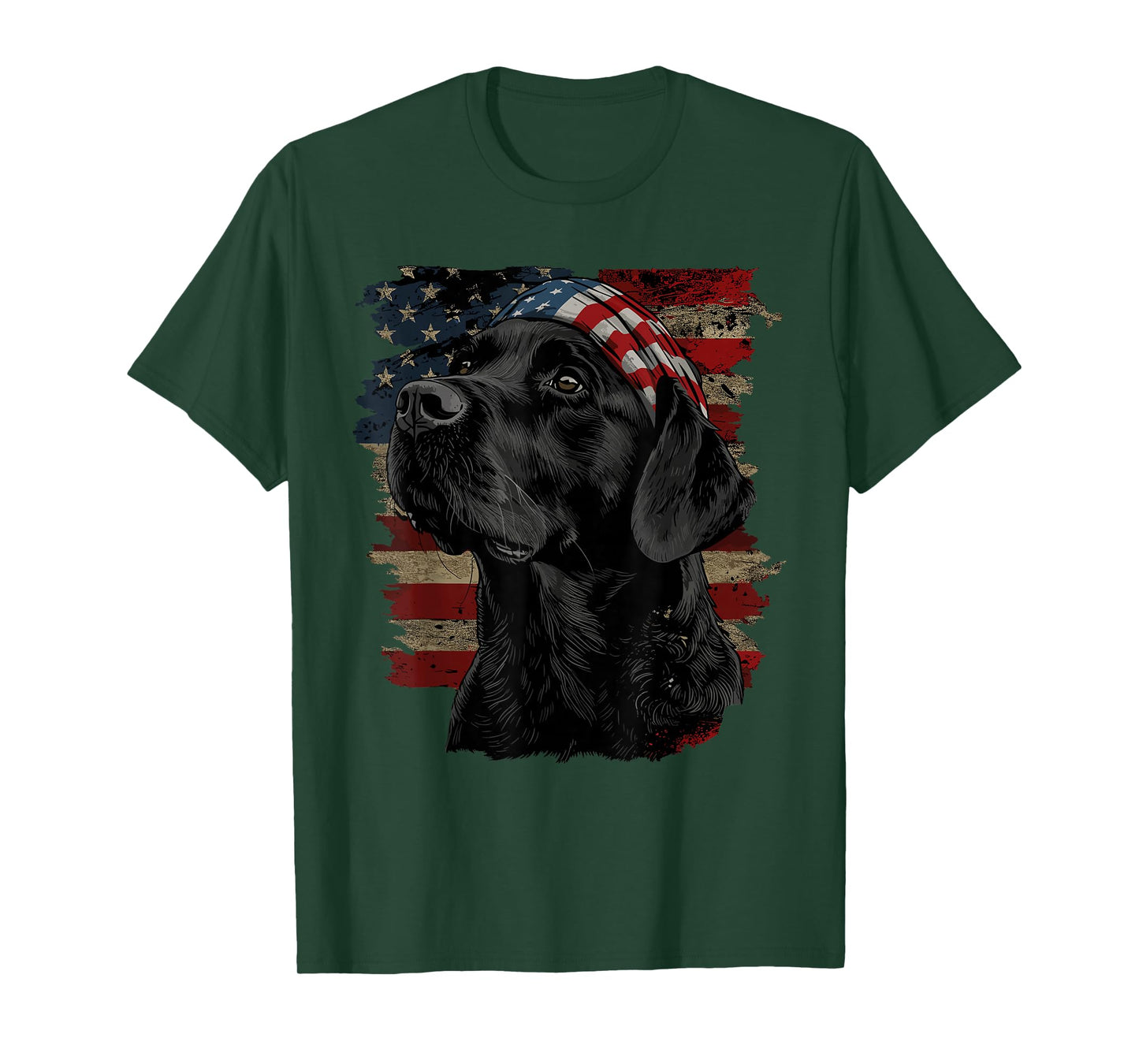 Black Labrador Patriotic Lab 4th of July USA American Flag T-Shirt