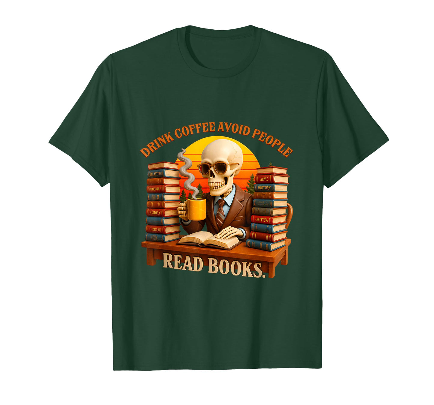 Drink Coffee Avoid People Read Books Halloween Bookworm T-Shirt