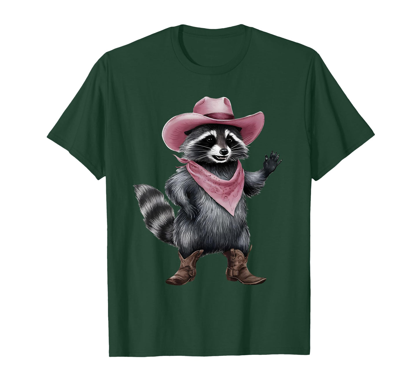 Vintage Western Country Raccoon With Pink Hat Cowboy Cowgirl T-Shirt