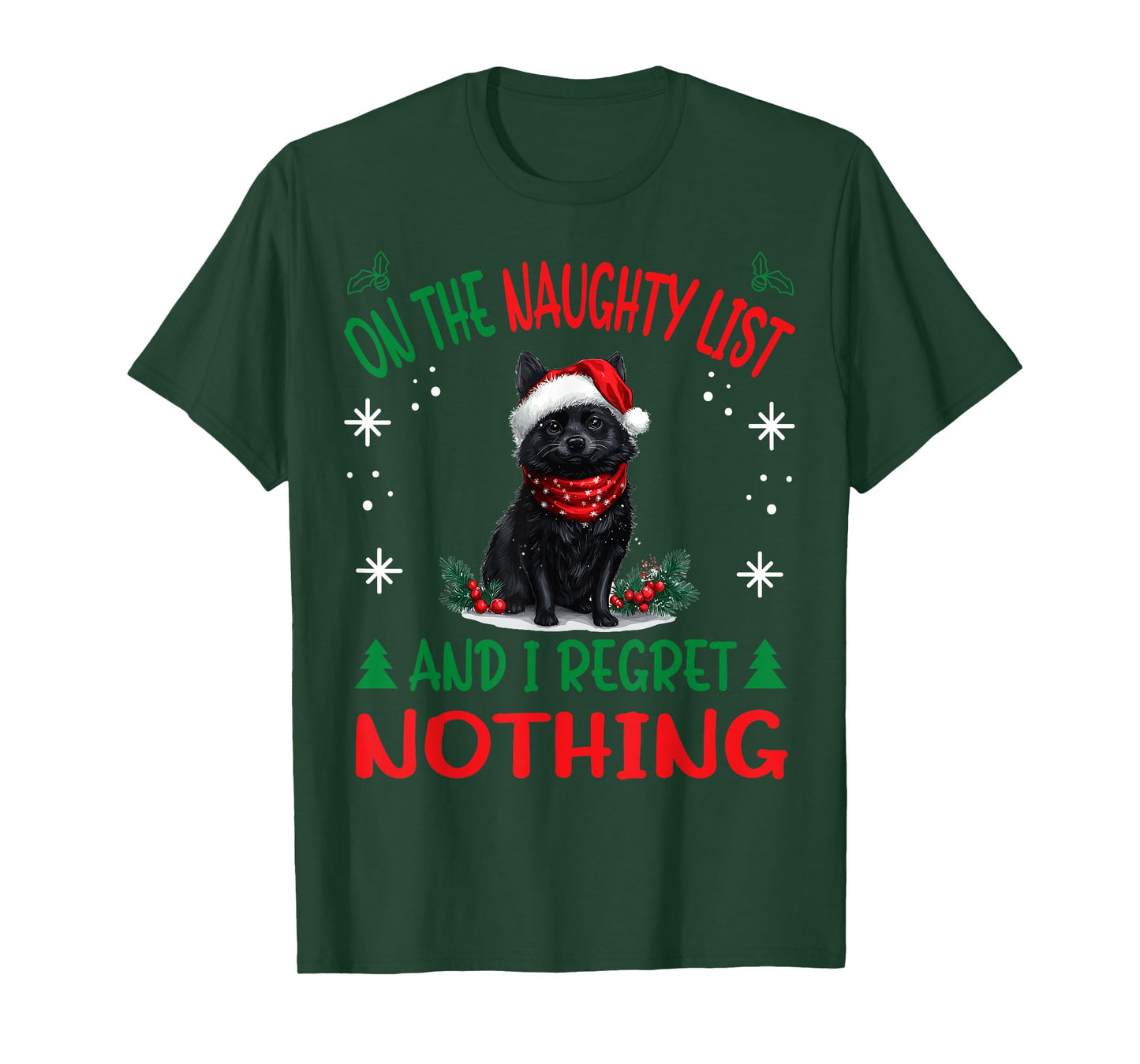 Cute Schipperke dog Dog Christmas On The Naughty List and I T-Shirt for Men Women