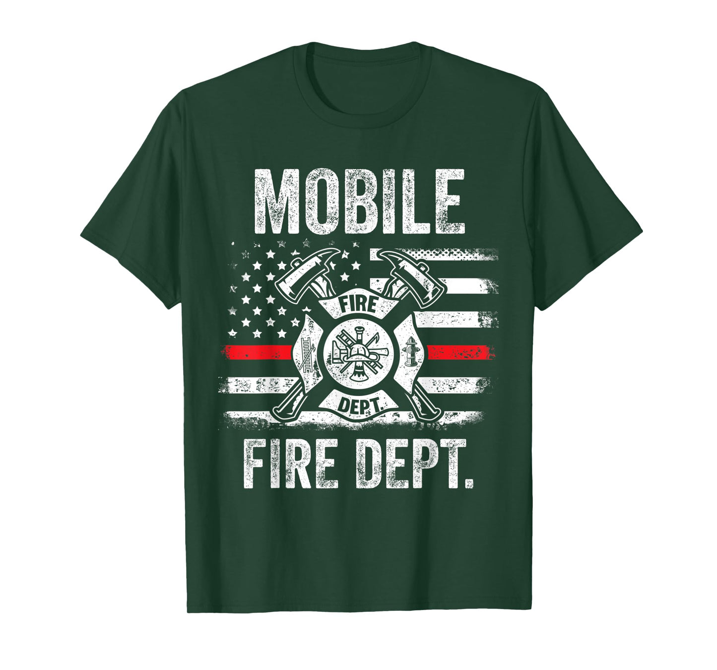 Mobile Alabama Fire Department Thin Red Line Fireman T-Shirt