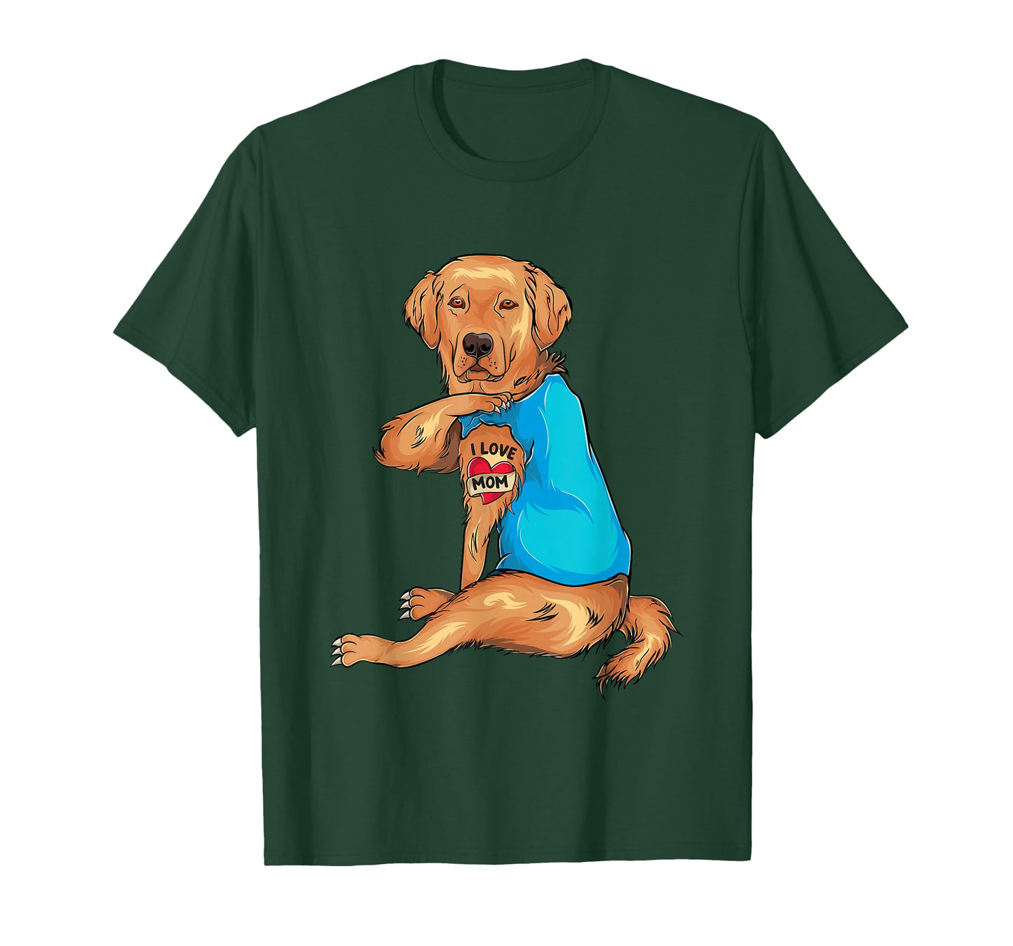 Mother's Day Tattoo I Love Mom Golden Retriever Tattooed T-Shirt