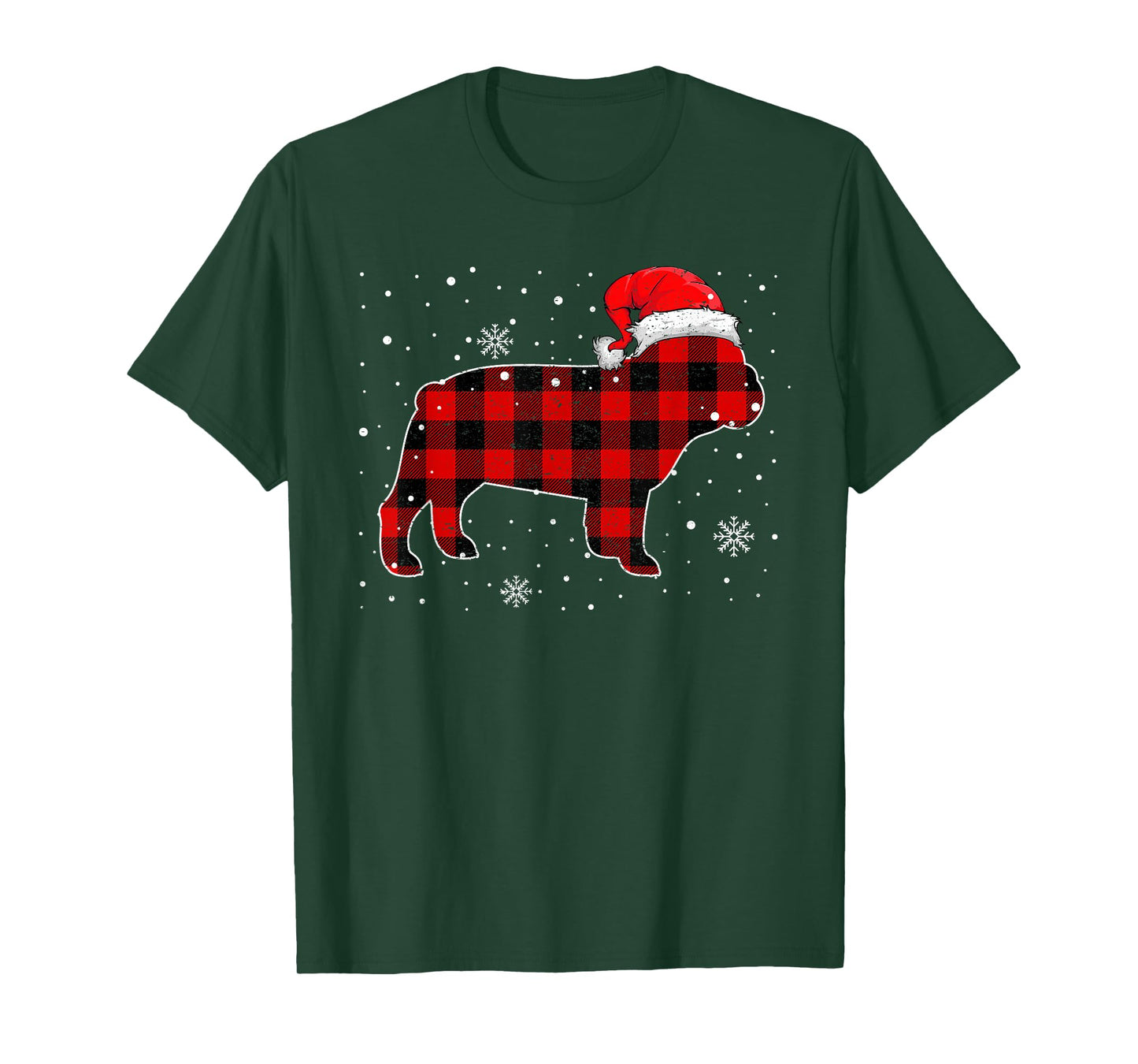 Check Brand For 50, Christmas Buffalo Plaid Bulldog Pajama T-Shirt