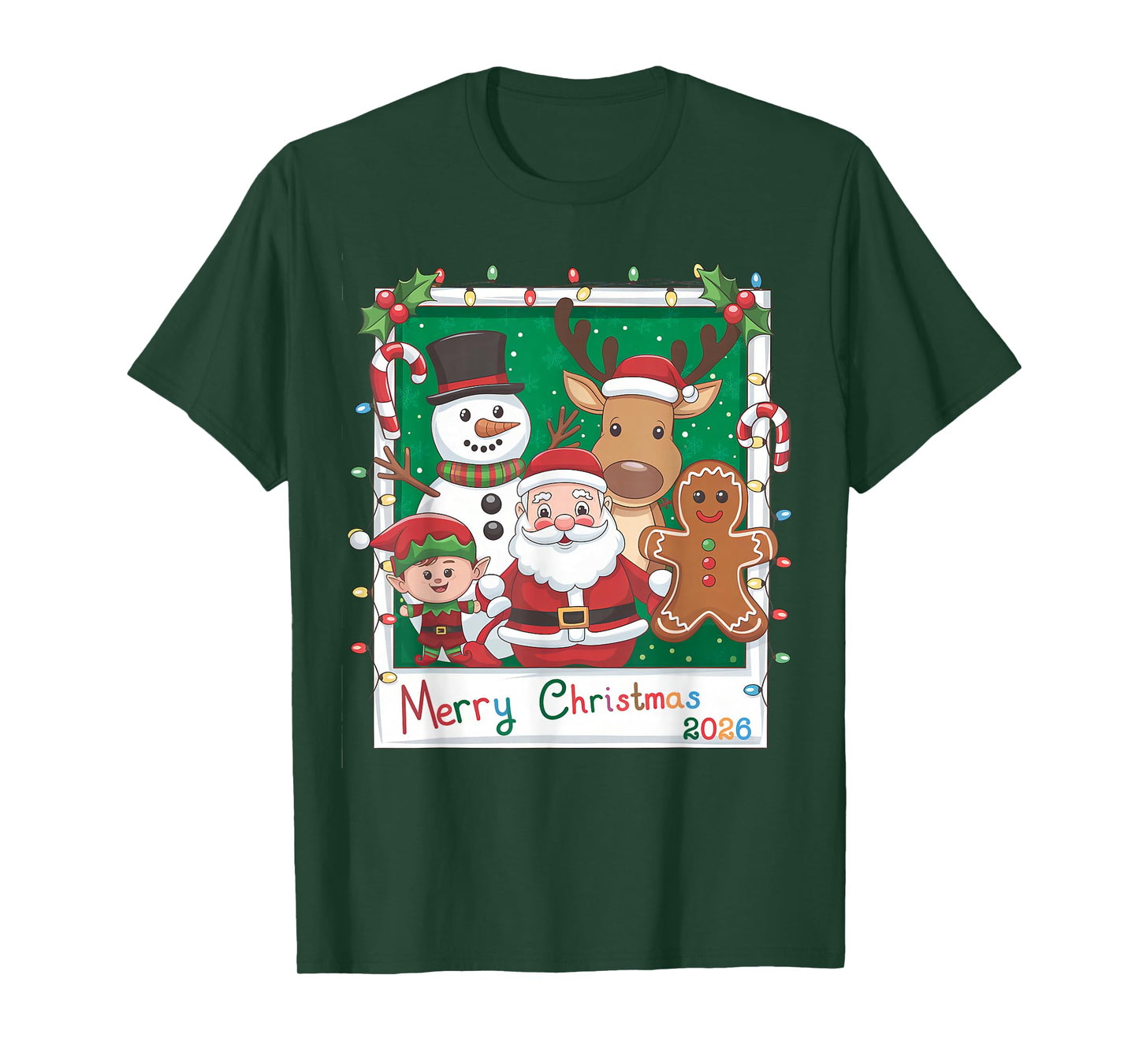 Merry Christmas Santa, Elf, Reindeer, Snowman, Gingerbread T-Shirt