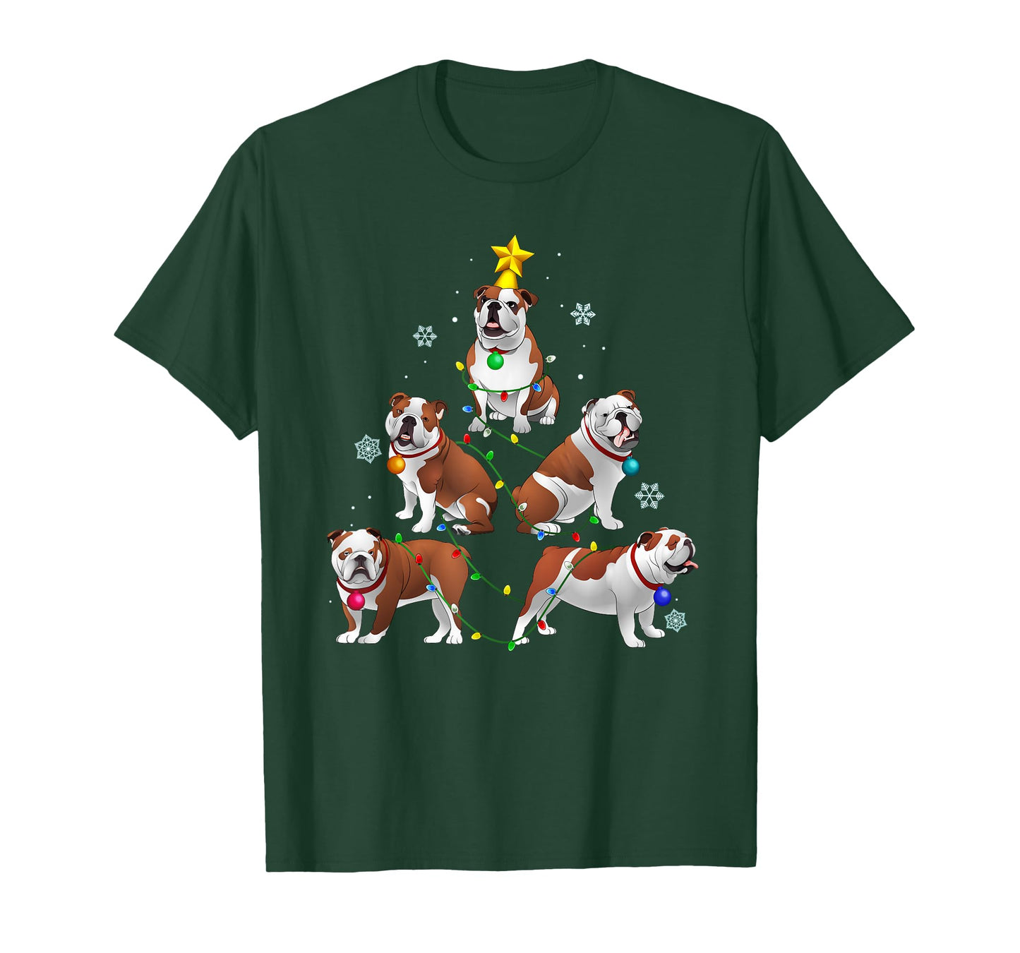 Funny Bulldog Christmas Tree T Shirt Ornament Decor T-Shirt