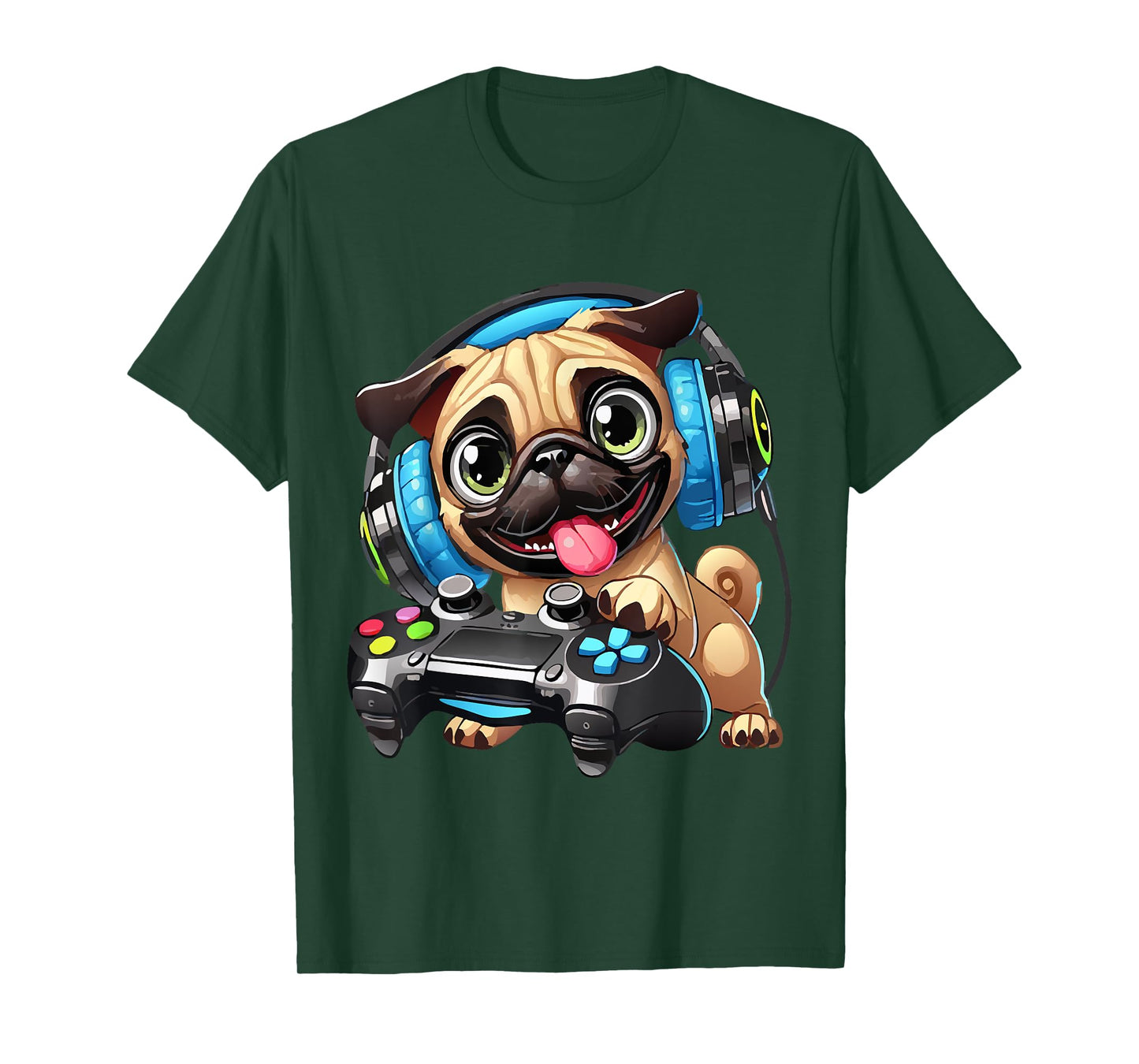 Funny Pug Cute Dog Puppy Playing Gamer Pugs Gaming Lover T-Shirt