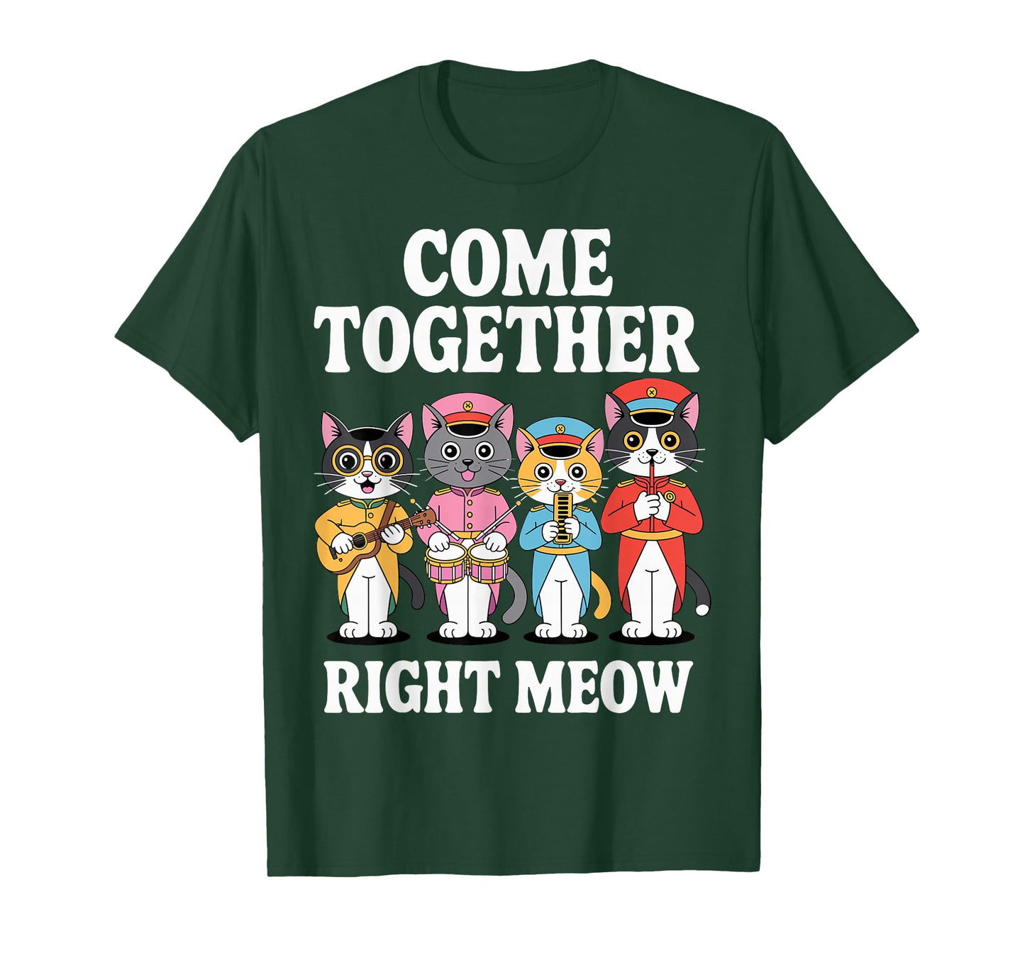 Womens Cat Funny Noble Cat Come Together Right Meow T-Shirt