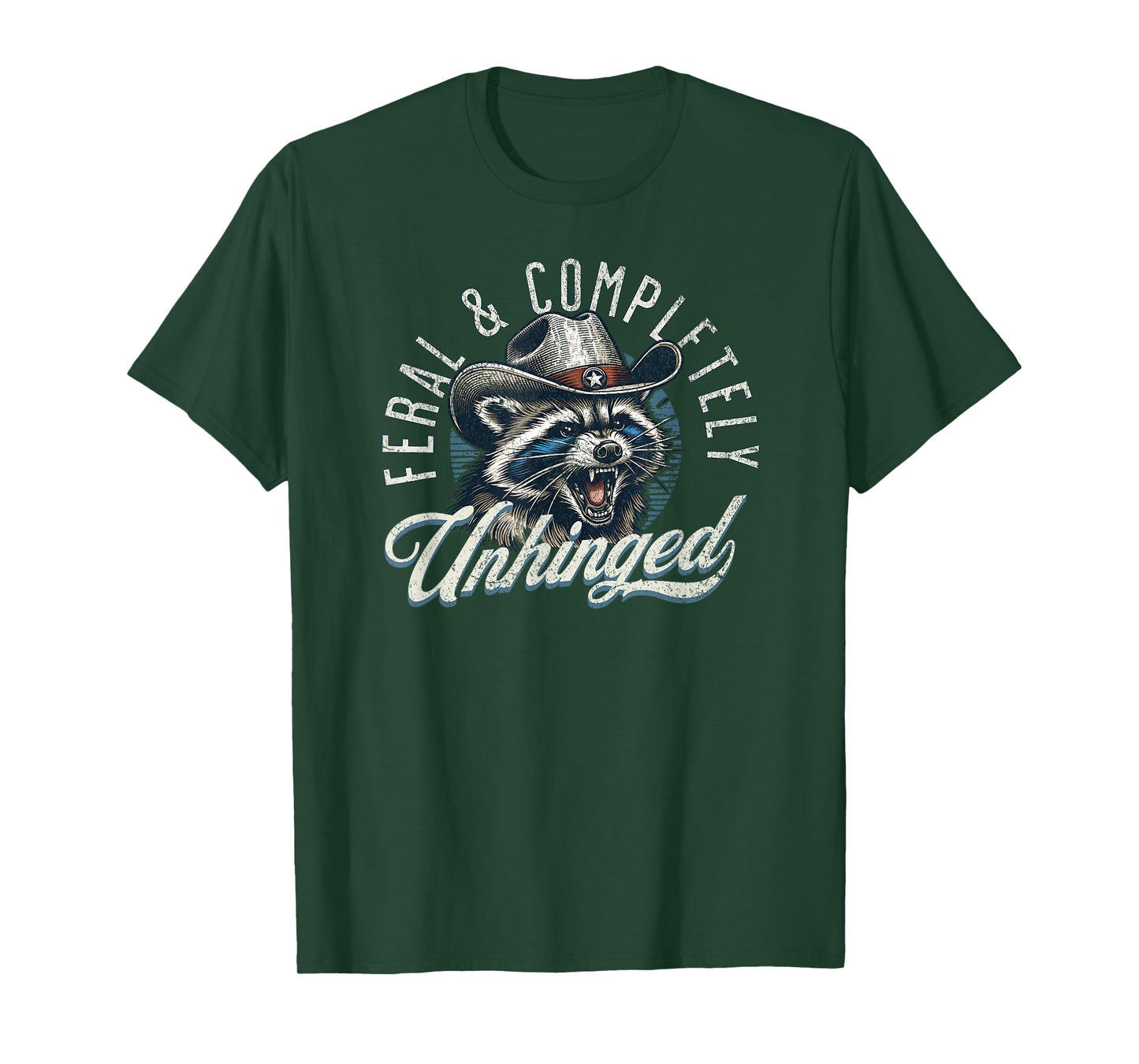 Funny Feral and Completely Unhinged Cowboy Raccoon T-Shirt