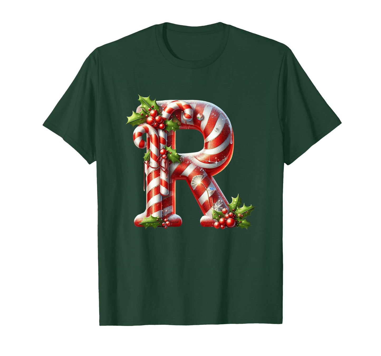 Christmas Candy Cane Letter R Joyful T-Shirt