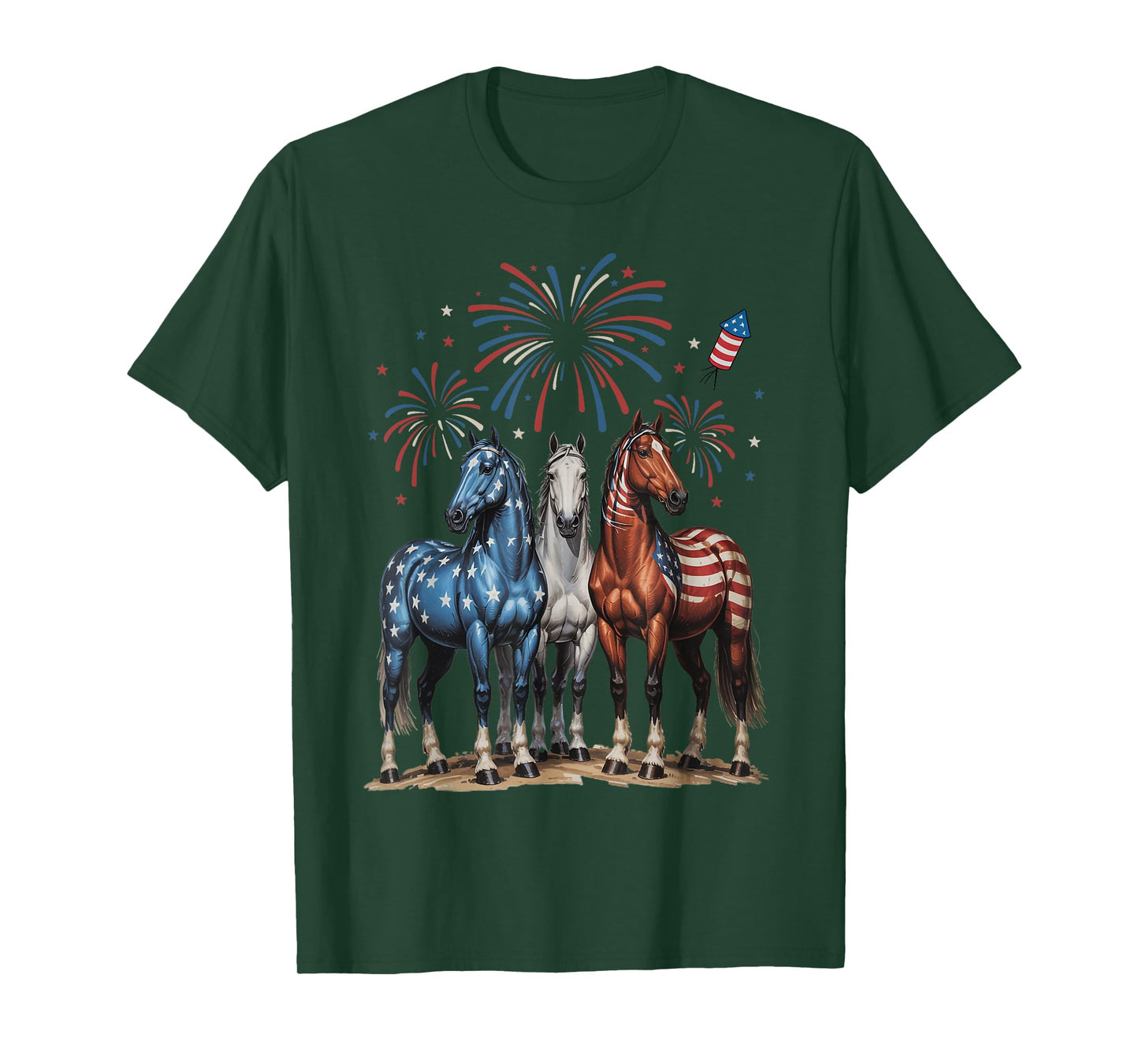 Horse 4th of July USA Flag Independence Day Gifts Graphic T-Shirt