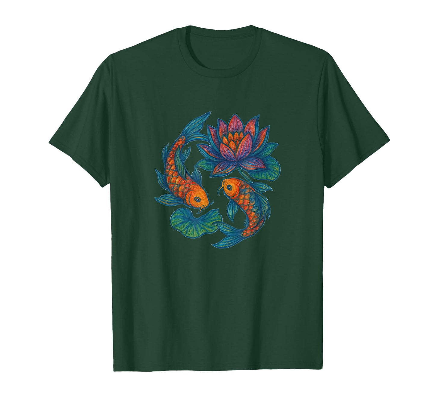 Koi and Lotus Flowers Peaceful Zen Nature Inspired Design T-Shirt