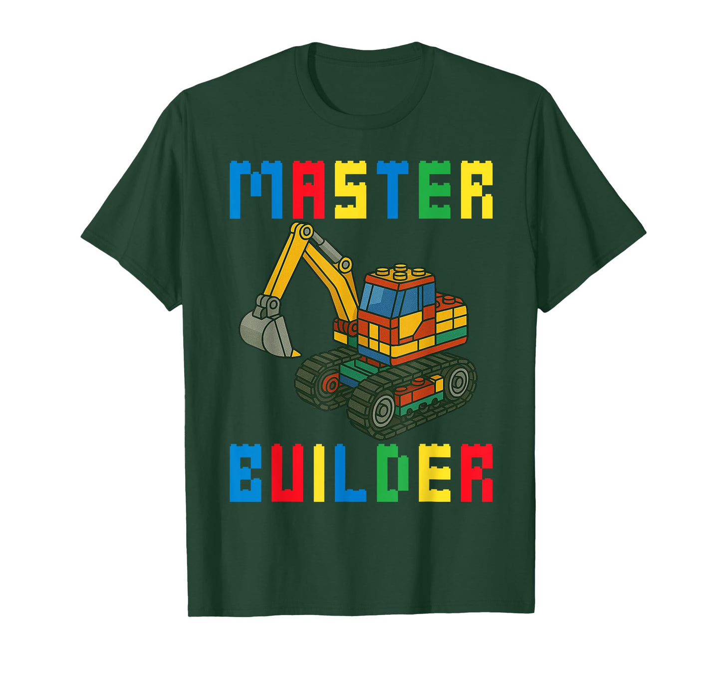 Master Builder Excavator Brick Block Toy Gifts Men Boys Kids T-Shirt