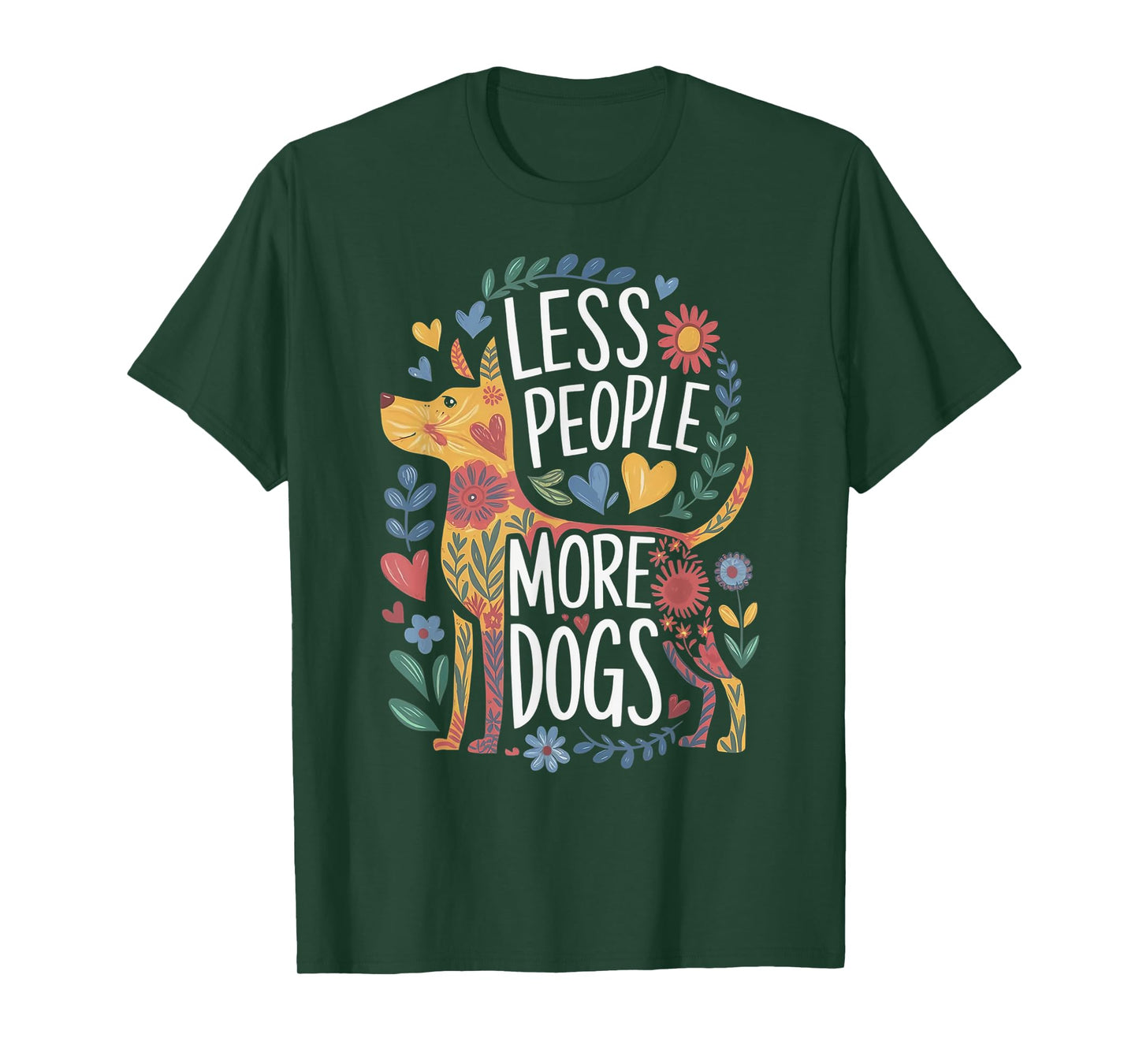 Less People More Dogs Vintage Retro Funny Dog Lover Men Women Girls Kids T-Shirt