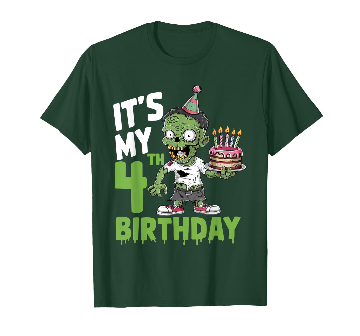 4th Birthday 4 Years Old Zombie Lover Halloween Boys Girls T-Shirt