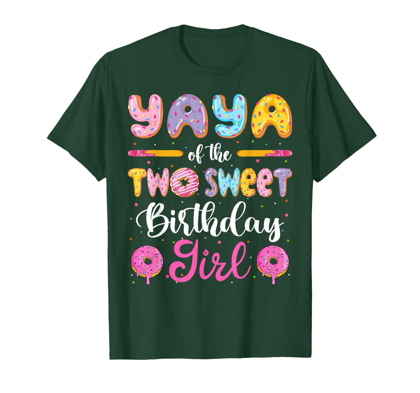 Yaya Of The Two Sweet Birthday Girl Donut 2Nd Birthday T-Shirt