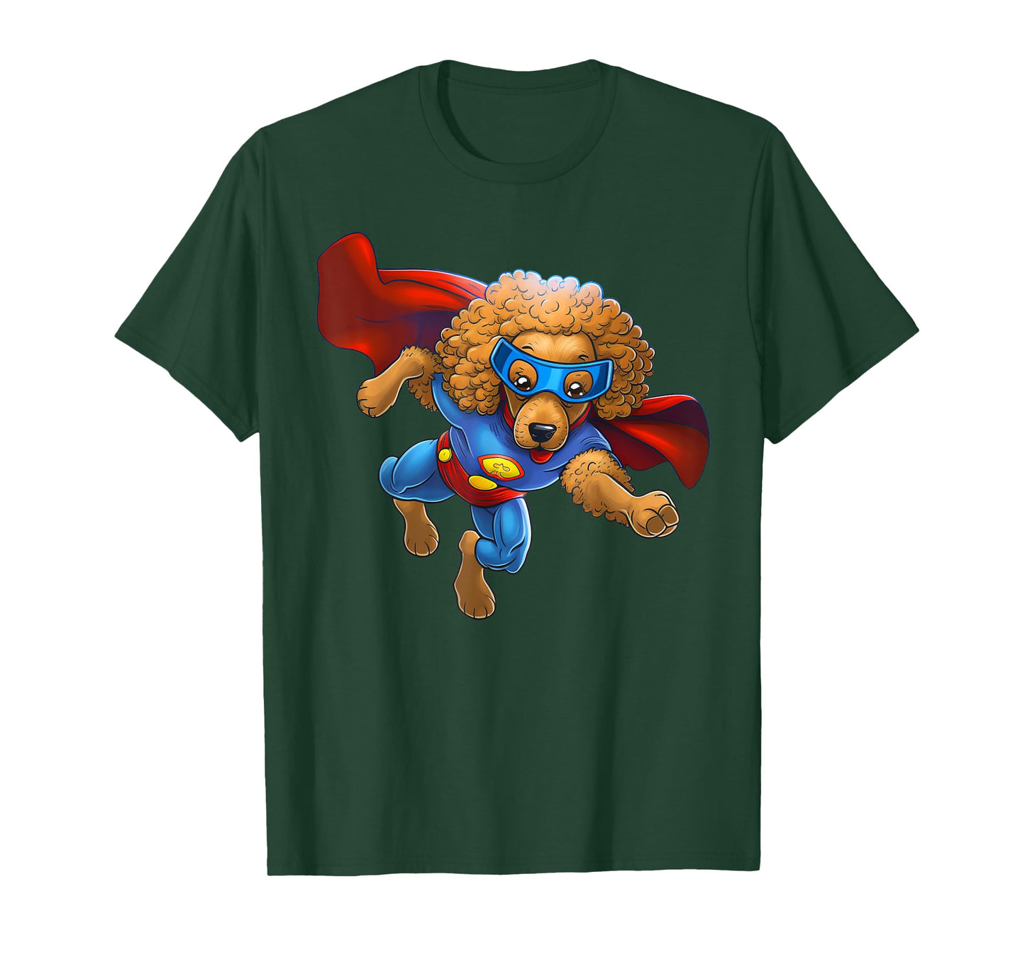 Superhero Poodle Red Cape Super Hero Dog T-Shirt