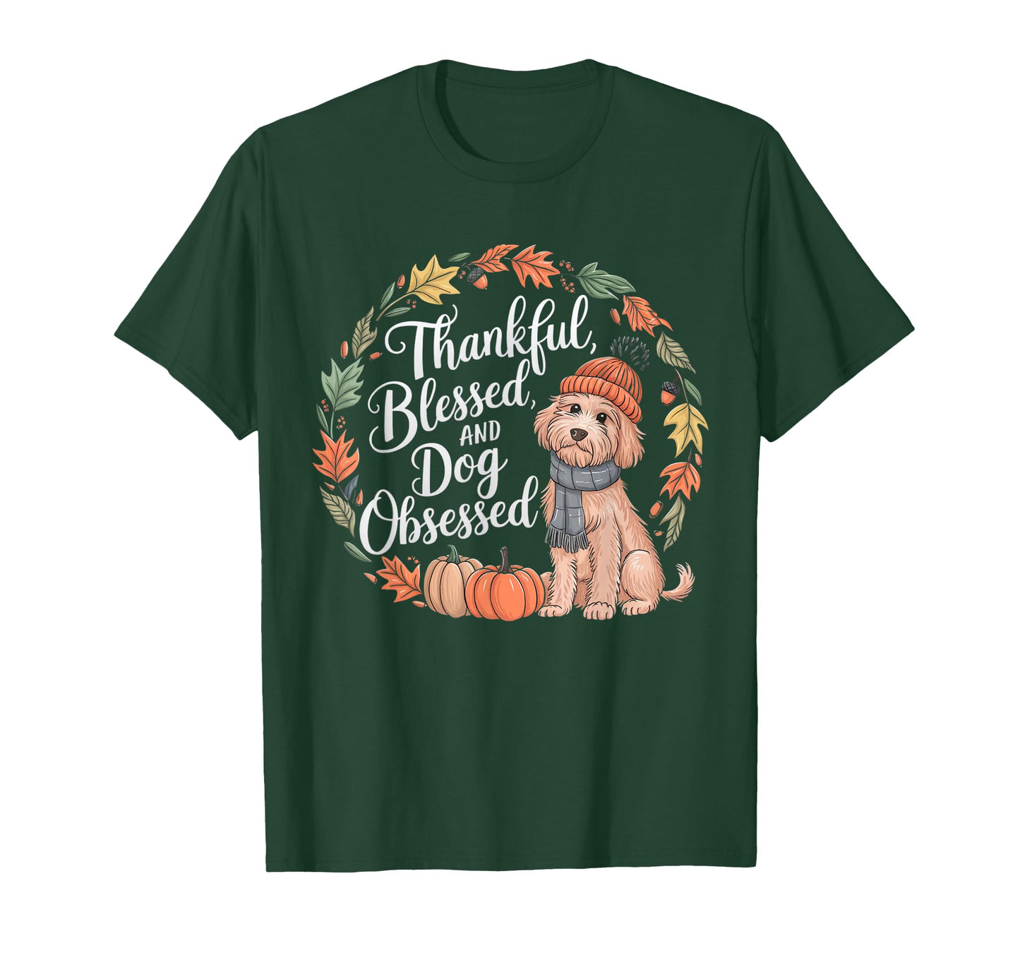 Goldendoodle Thanksgiving Pumpkin Dog Fall Leaf Autumn T-Shirt