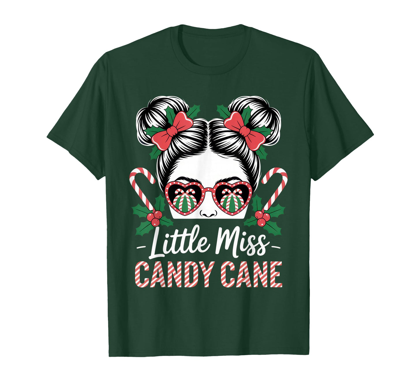 Little Miss Candy Cane Funny Holiday Christmas Vibes T-Shirt