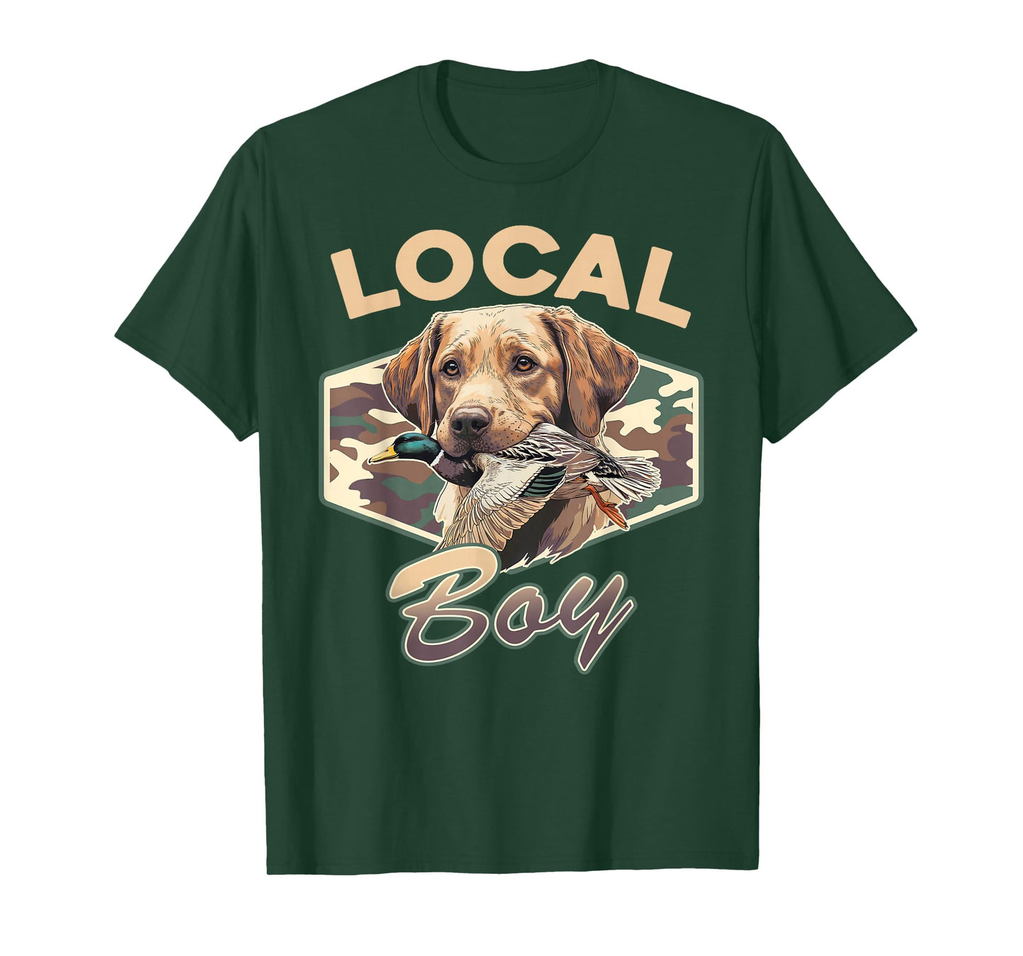 Camo Southern Local Boy Labrador Duck Hunting Outdoor Nature T-Shirt