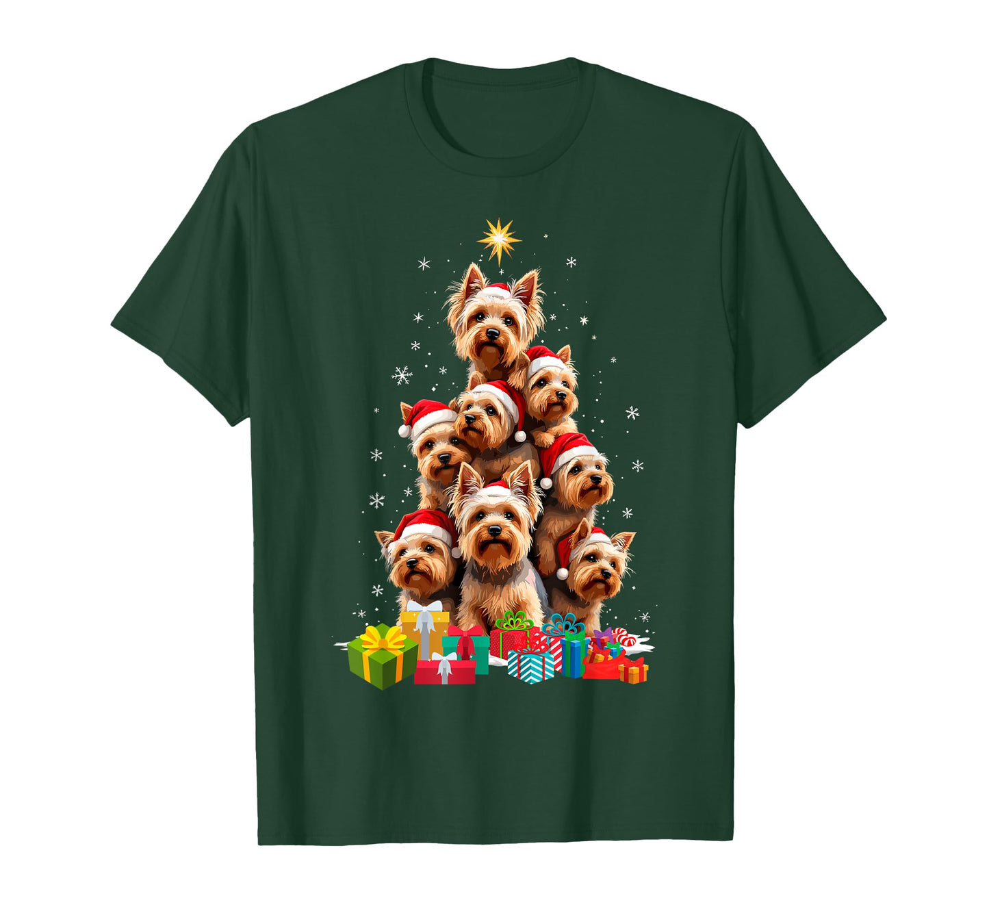 Funny Yorkshire Terrier Yorkie Christmas Tree Xmas Dog Lover T-Shirt