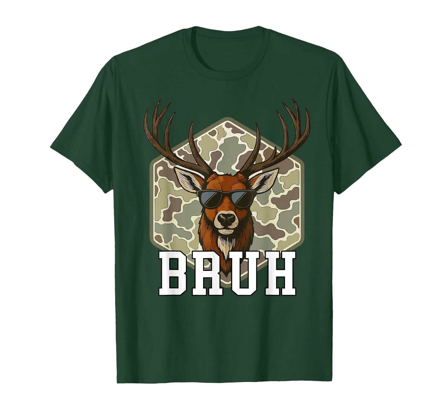 Bruh Deer Funny Deer Hunting Camo Hat Youth Teens Kids Slang T-Shirt