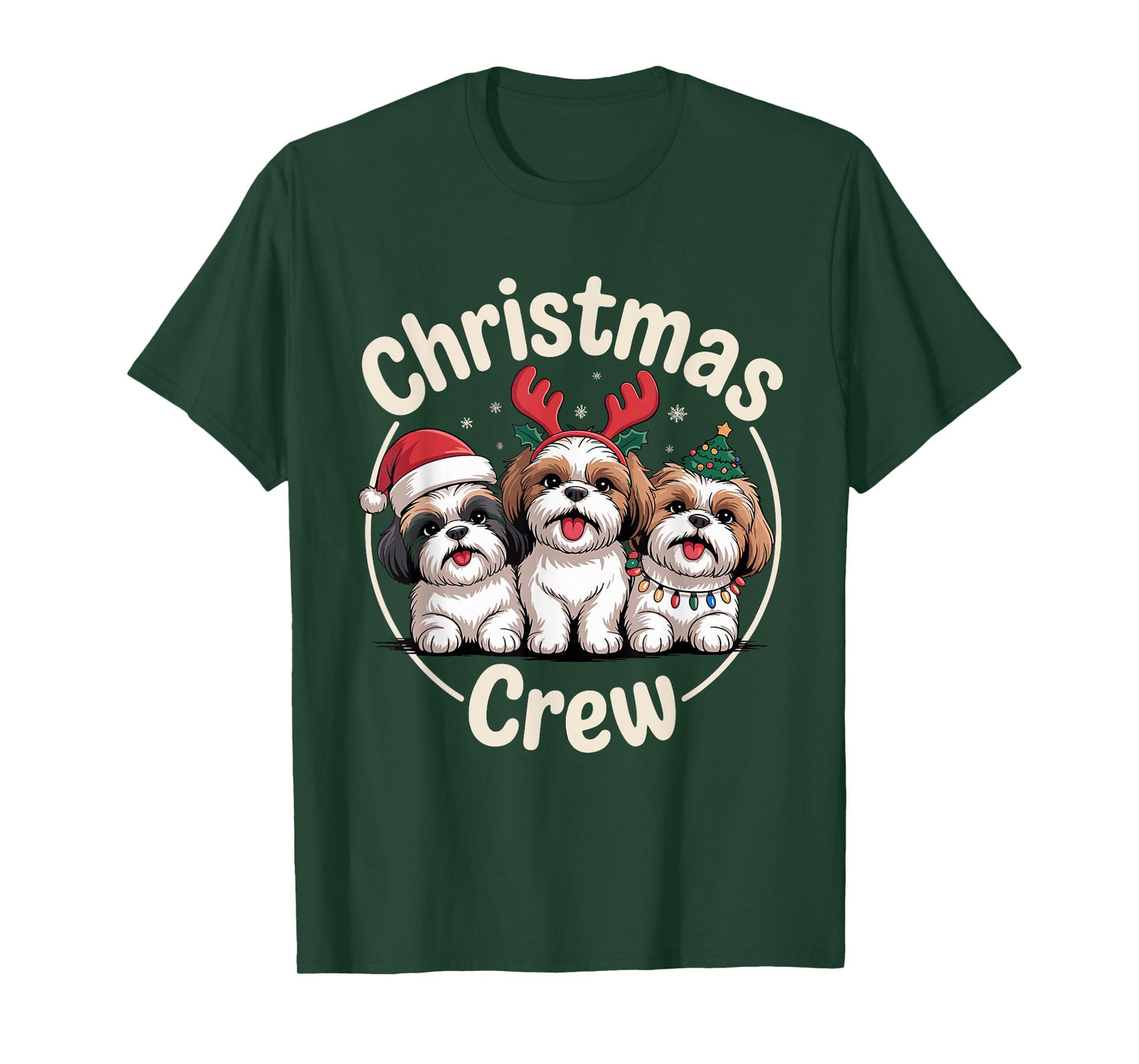 Christmas Crew Xmas Puppy Mix Dog Funny Christmas Shih Tzu T-Shirt