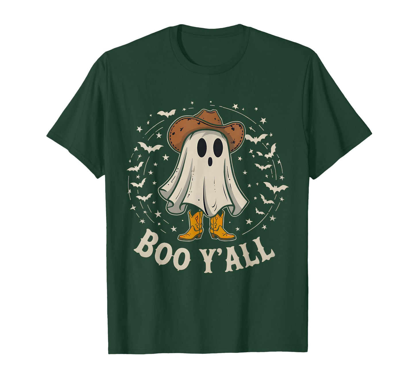 Western Country Halloween Southern Retro Ghost Boo Y'all T-Shirt
