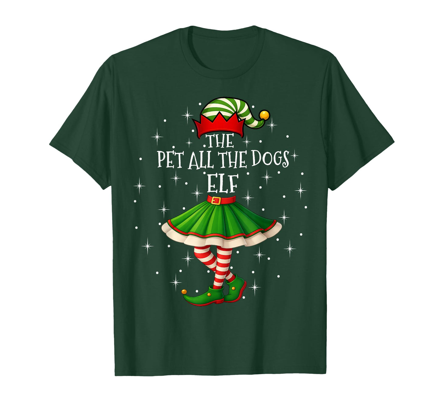 Pet All The Dogs Elf Christmas Family Women Girls Xmas Party T-Shirt