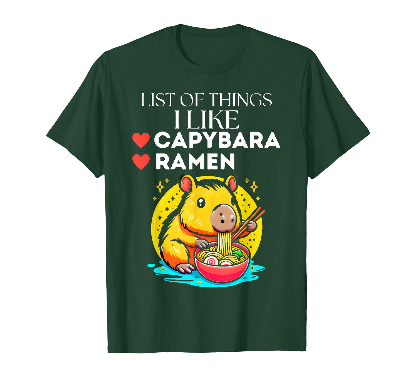Cute Kawaii Capybara List of Things I Like Ramen Lover Kids T-Shirt