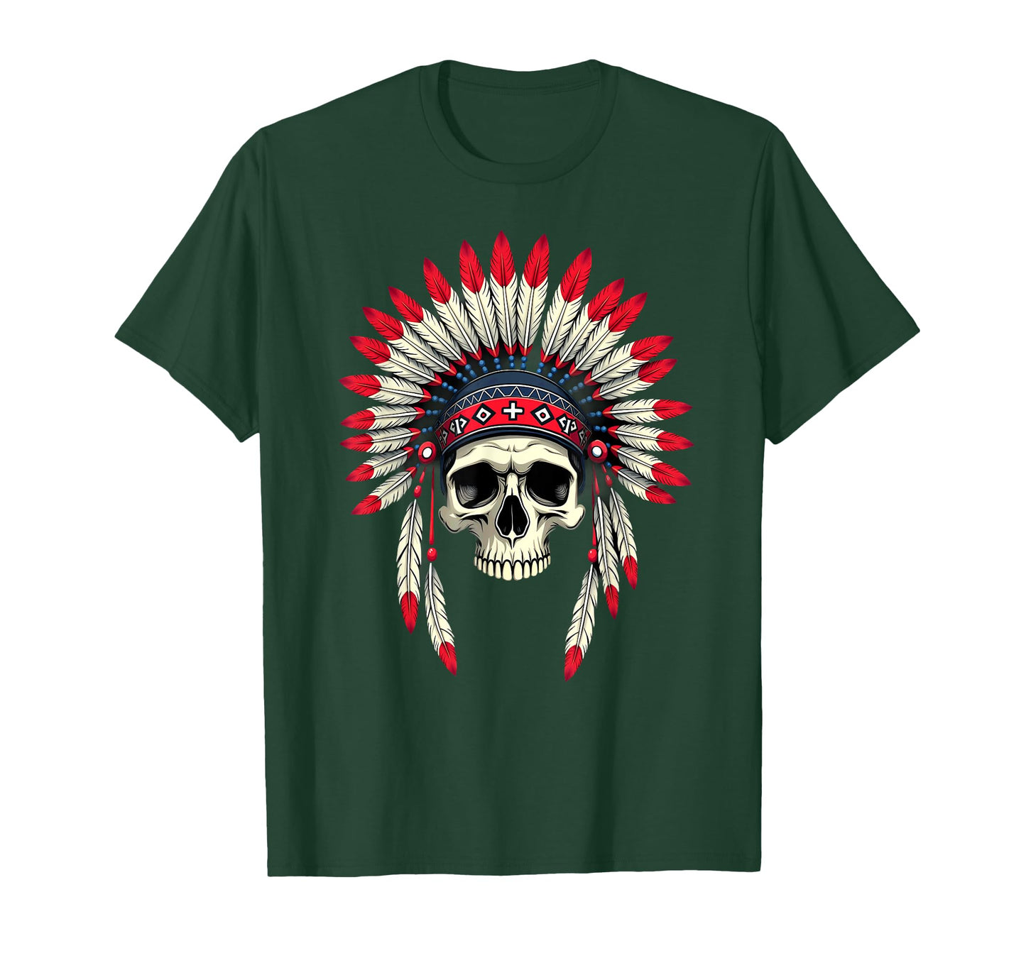 Pride Tribal Native American Headdress Skull Halloween T-Shirt