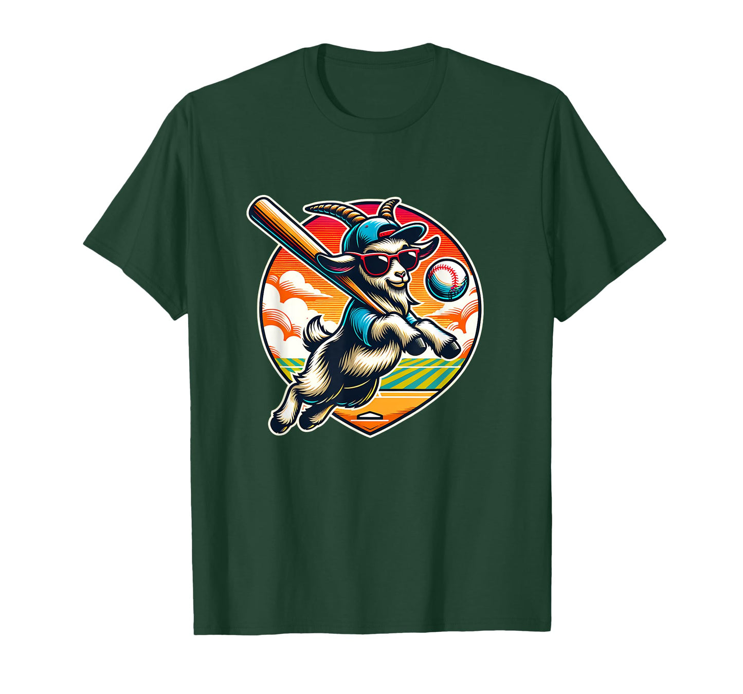 Goat Baseball Player Cool Sports Fan Art T-Shirt
