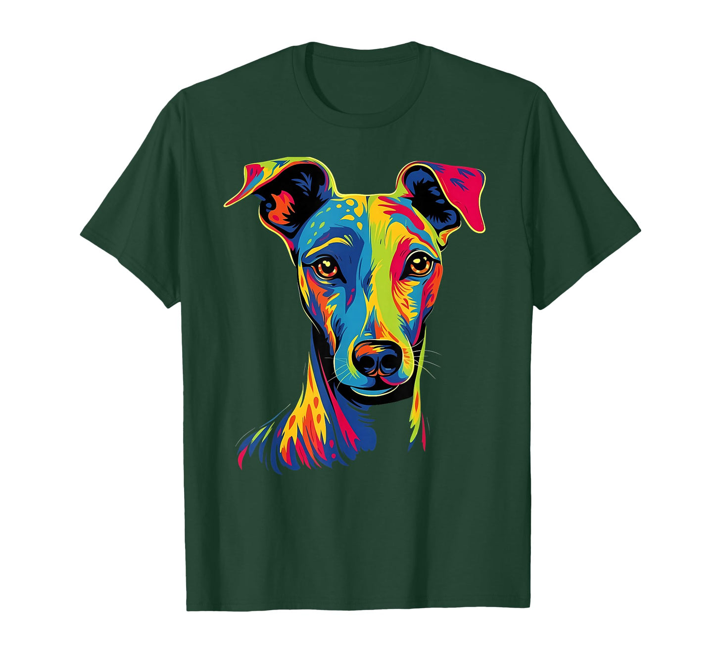 Funny Whippet Dog Mom or Dad Colorful Puppy Art Lover Black T-Shirt