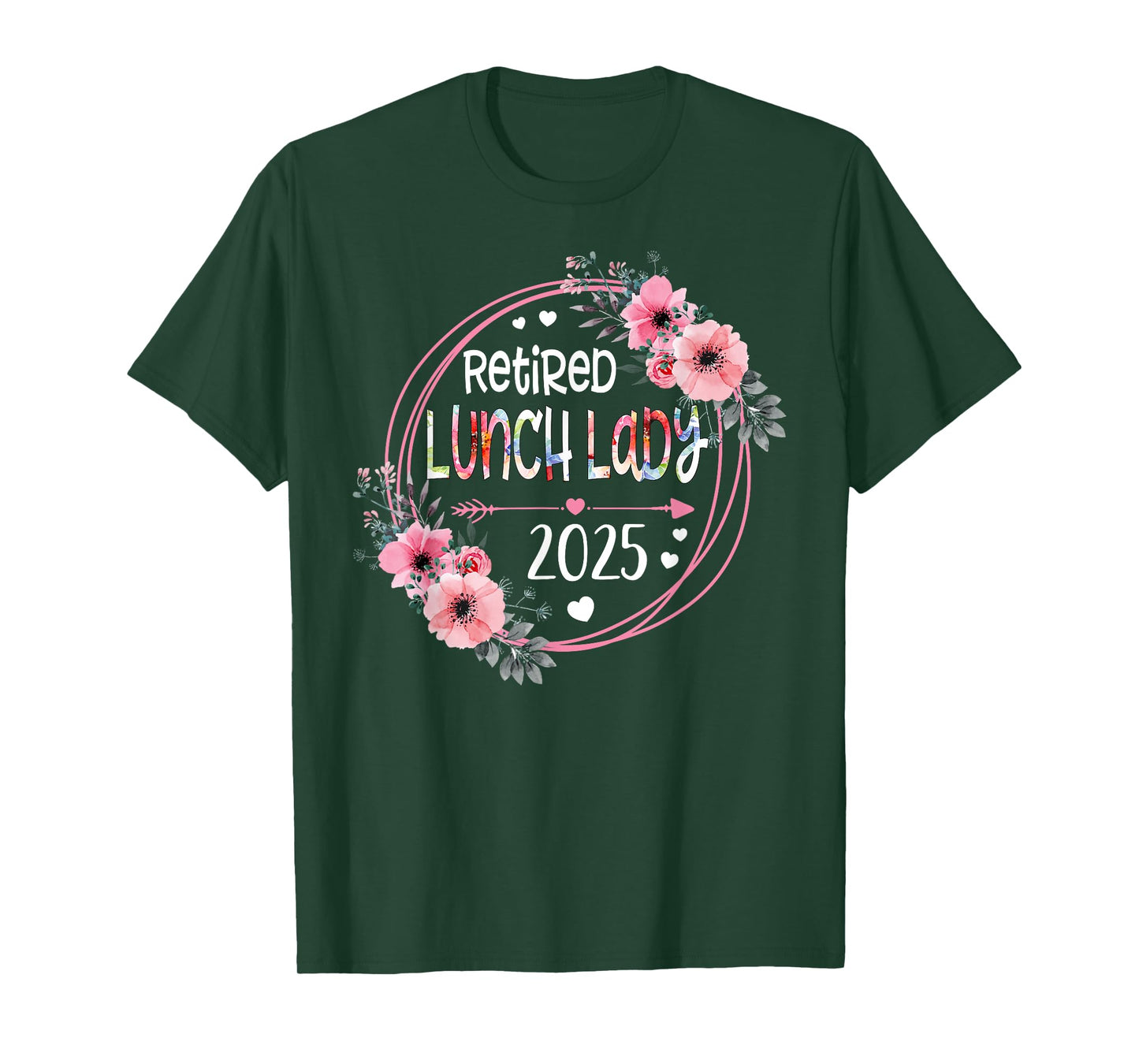 Floral Retired Lunch Lady Est 2025 Retirement Gift For Women T-Shirt