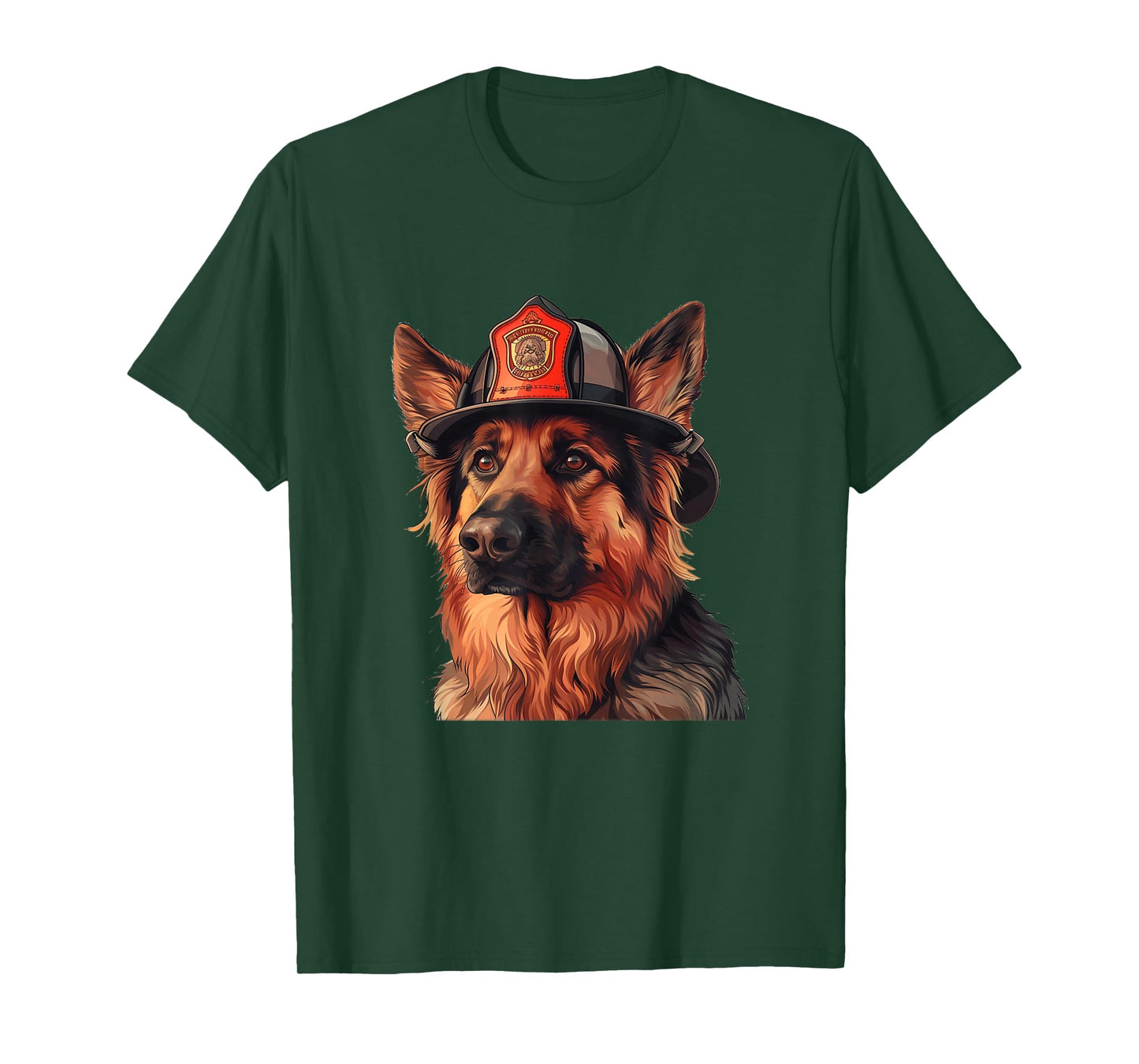 German Shepherd Firefighter Hat Firehouse Fireman Dog T-Shirt
