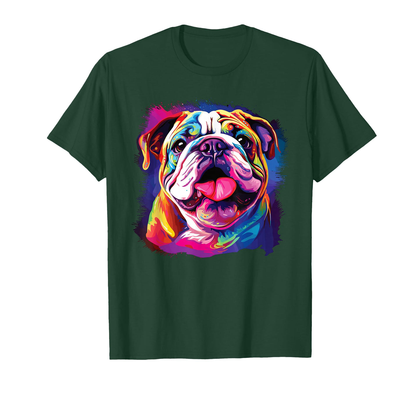 Watercolor Colorful English Bulldog Dogs T-Shirt