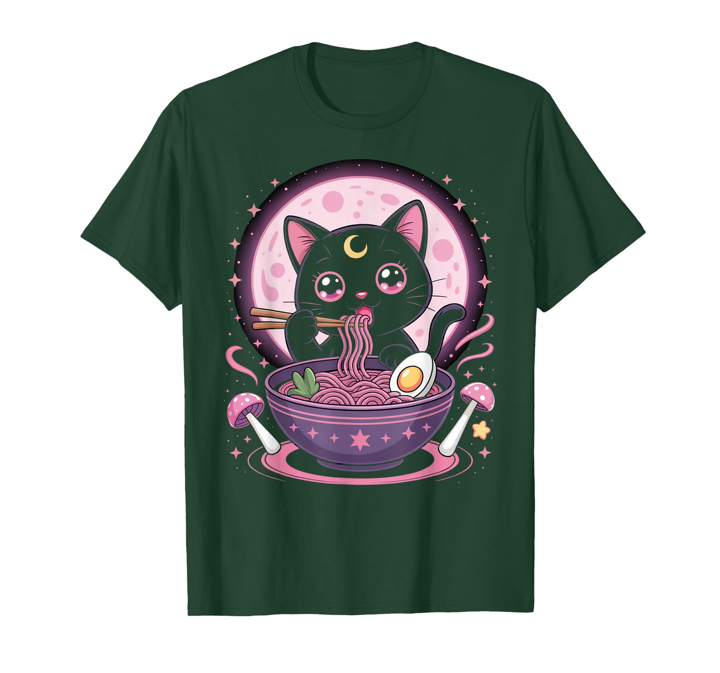 Pastel Goth Clothing Black Cat Eat Ramen Goth Girl Clothes T-Shirt