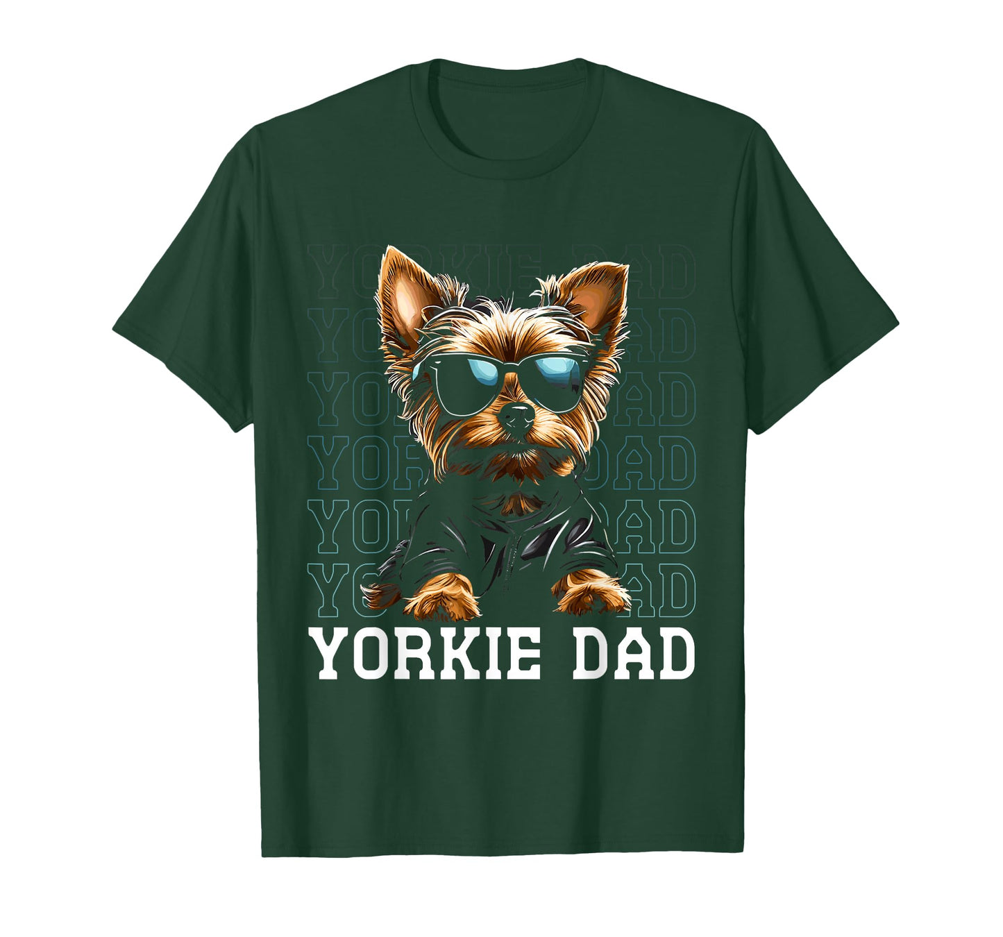 Yorkie Dad Sunglasses Yorkshire Terrier Funny Dog Lover T-Shirt