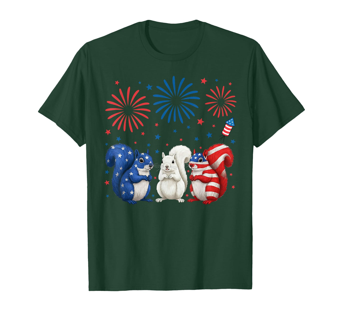 Squirrel USA Flag Patriotic 4th of July Gifts Men Women Kids T-Shirt