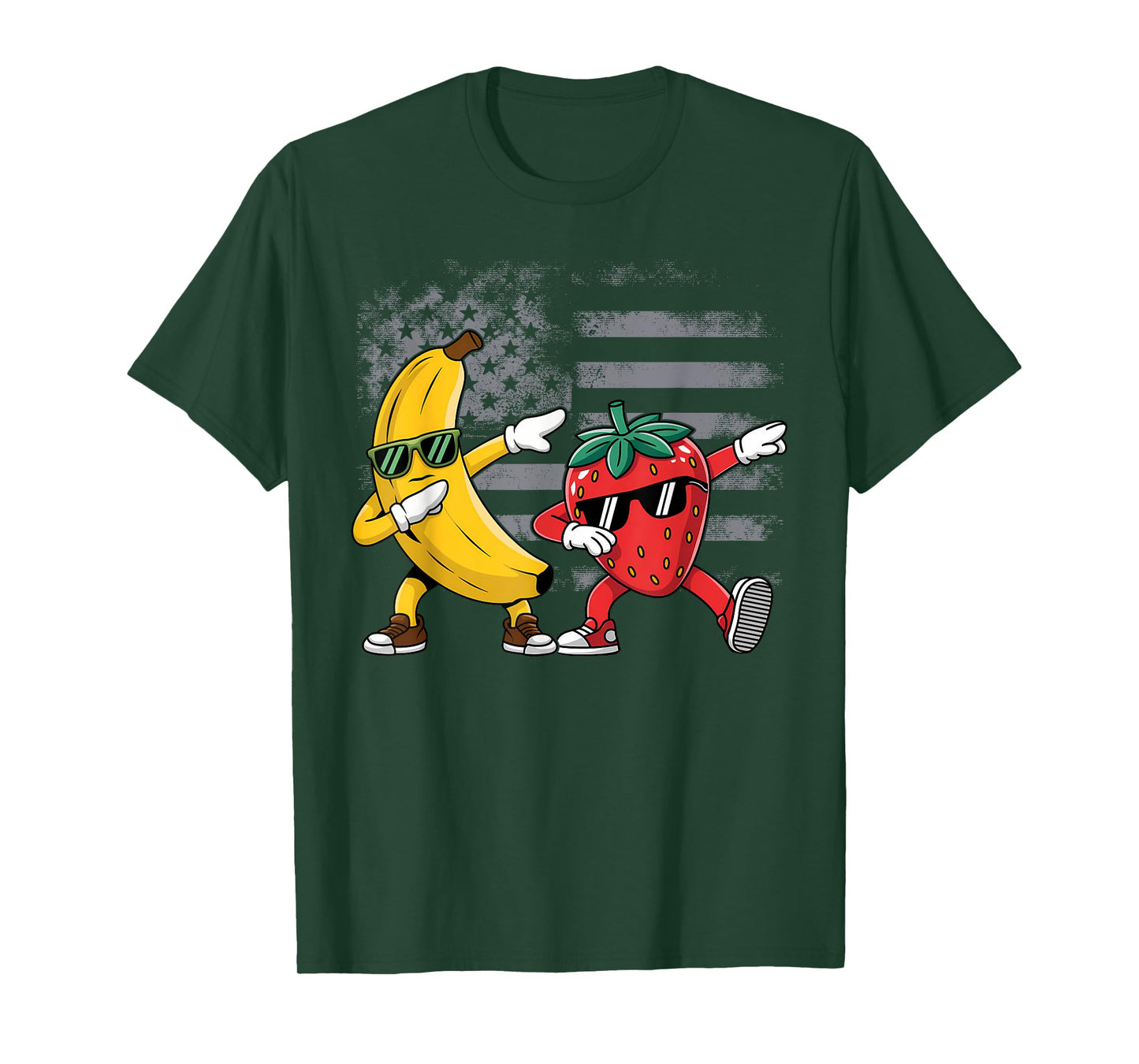 Dabbing Yellow Banana & Strawberry Funny Fruit Dab Dancing T-Shirt