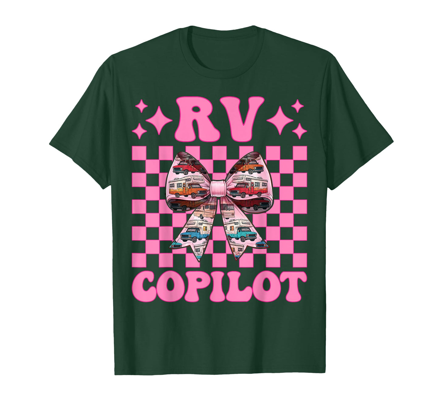 RV Copilot RV Camping Camper Motorhome Girl Mom Coquette Bow T-Shirt