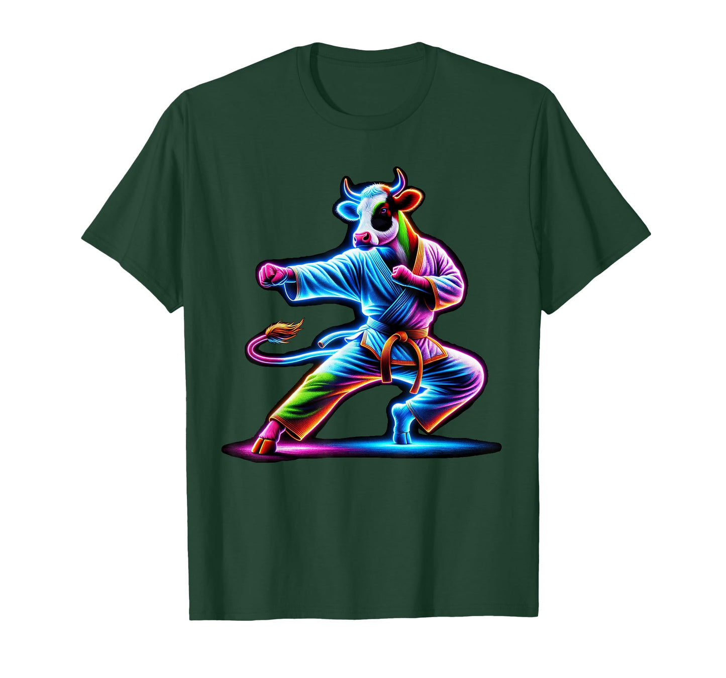 Cow Karate Kick Punch Cute Funny Cool Martial Arts Cow T-Shirt